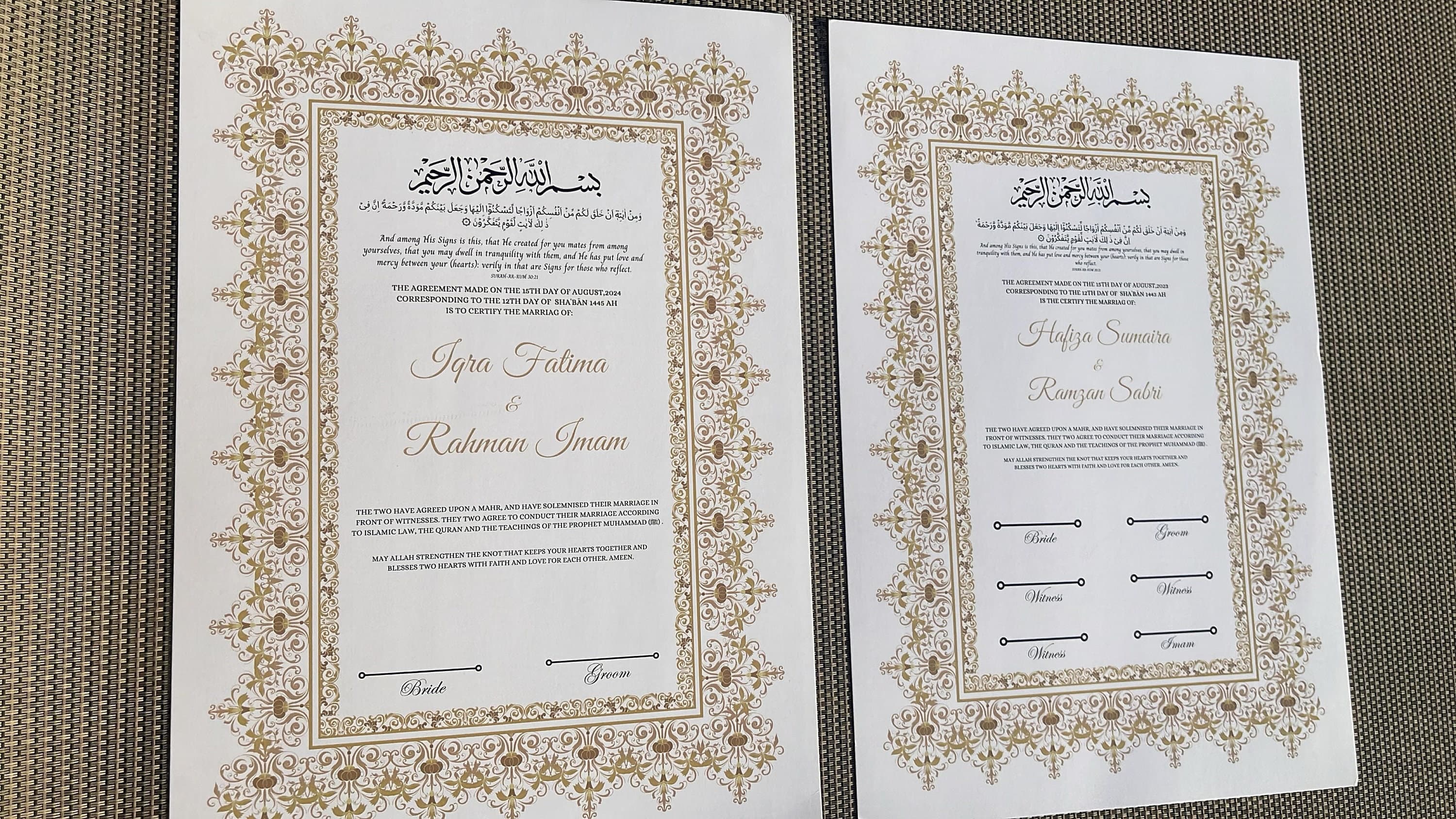 Nikkah Certificate, Islamic Wedding Contract, Muslim Marriage Certificate, Nikkah Nama, Personalised Names. Nikkah Certificate, A3/A4. P11 - image 3