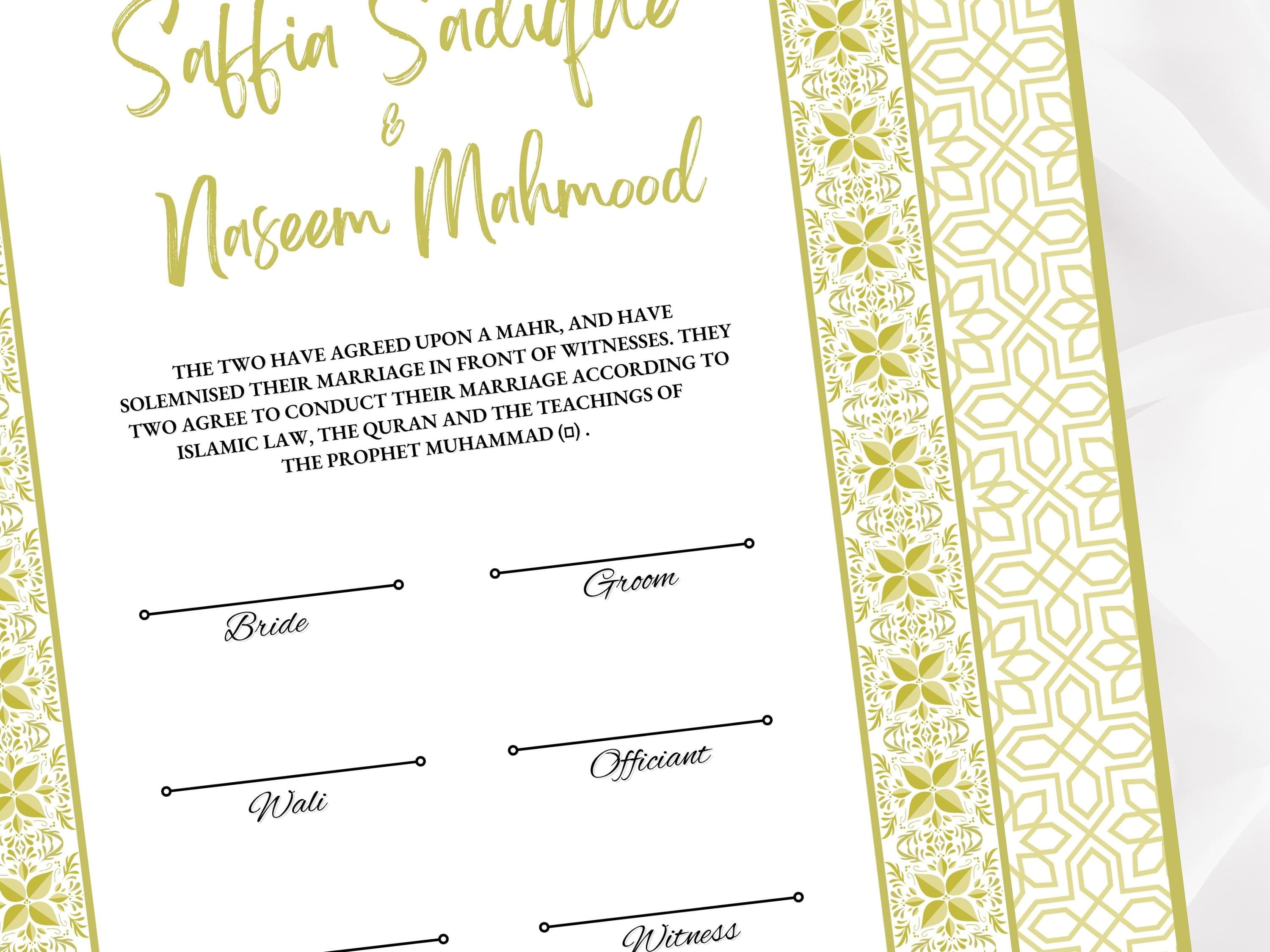 Luxury Nikkah Contract, Nikkah Certificate, Custom Nikah Nama, Islamic Wedding Contract, Marriage Contract Wedding Digital Download. NN25 - image 5
