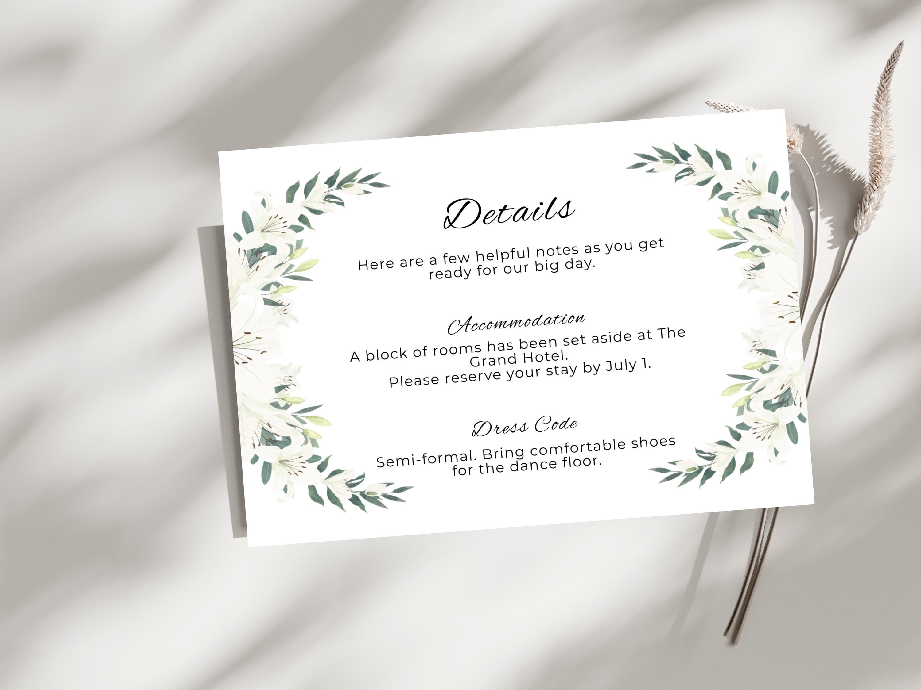 Wedding Invitation Set, RSVP, Wedding Invitation, Details, Editable, Template, WI247 - image 5