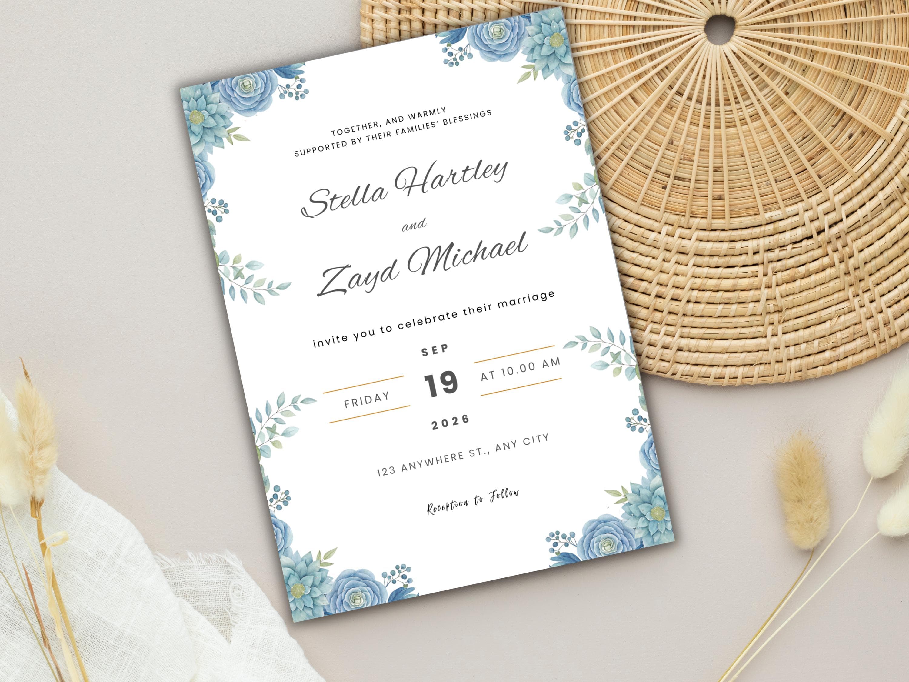 Wedding Invitation Bundle, RSVP, Thank You Card, Table Card, Menu Card, Reception Card, Details Card. WI242 - image 3
