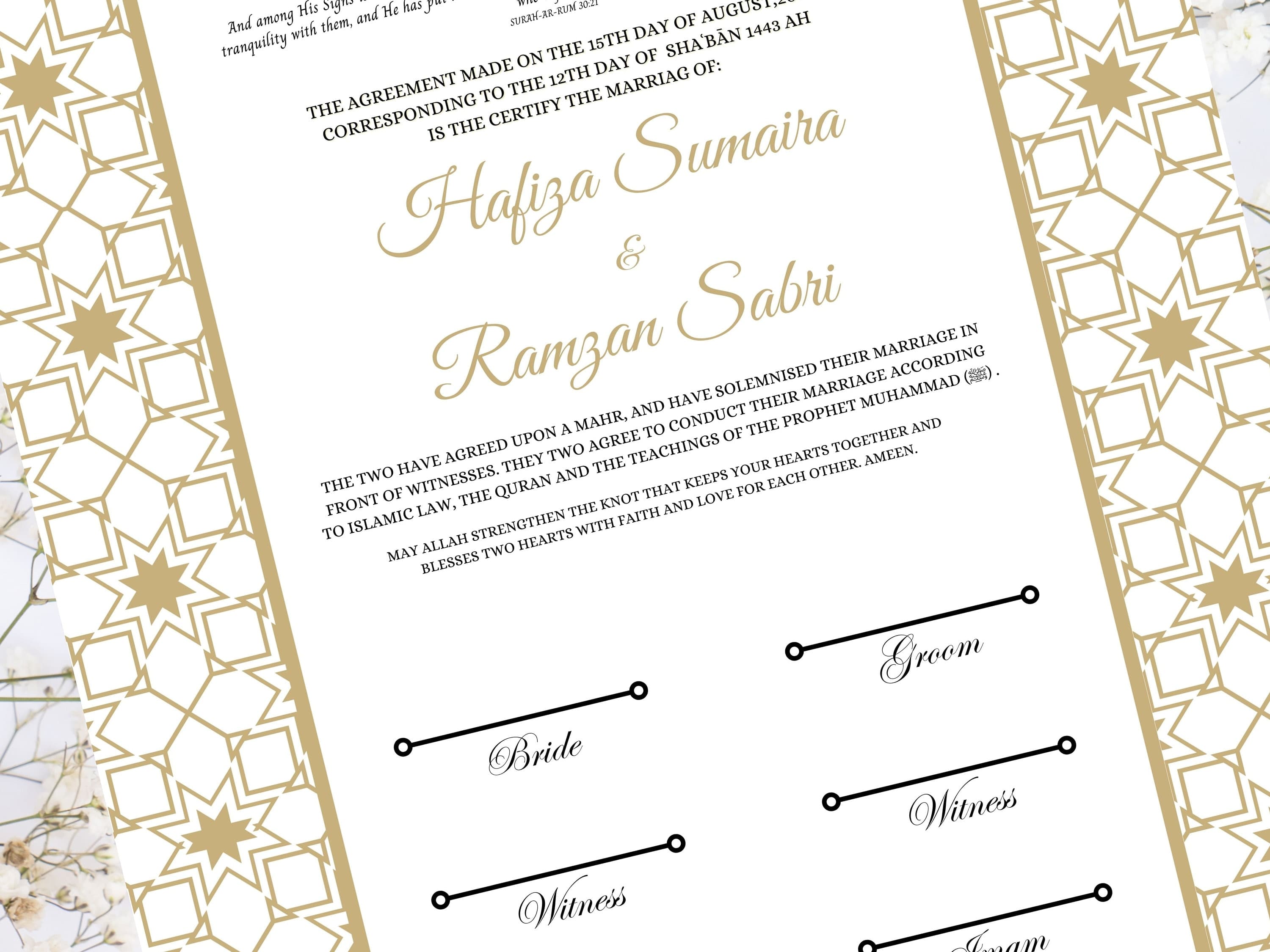 Nikkah Certificate Digital Download Personalised, A4, A3, Template, Instat Download. NN29 - image 5