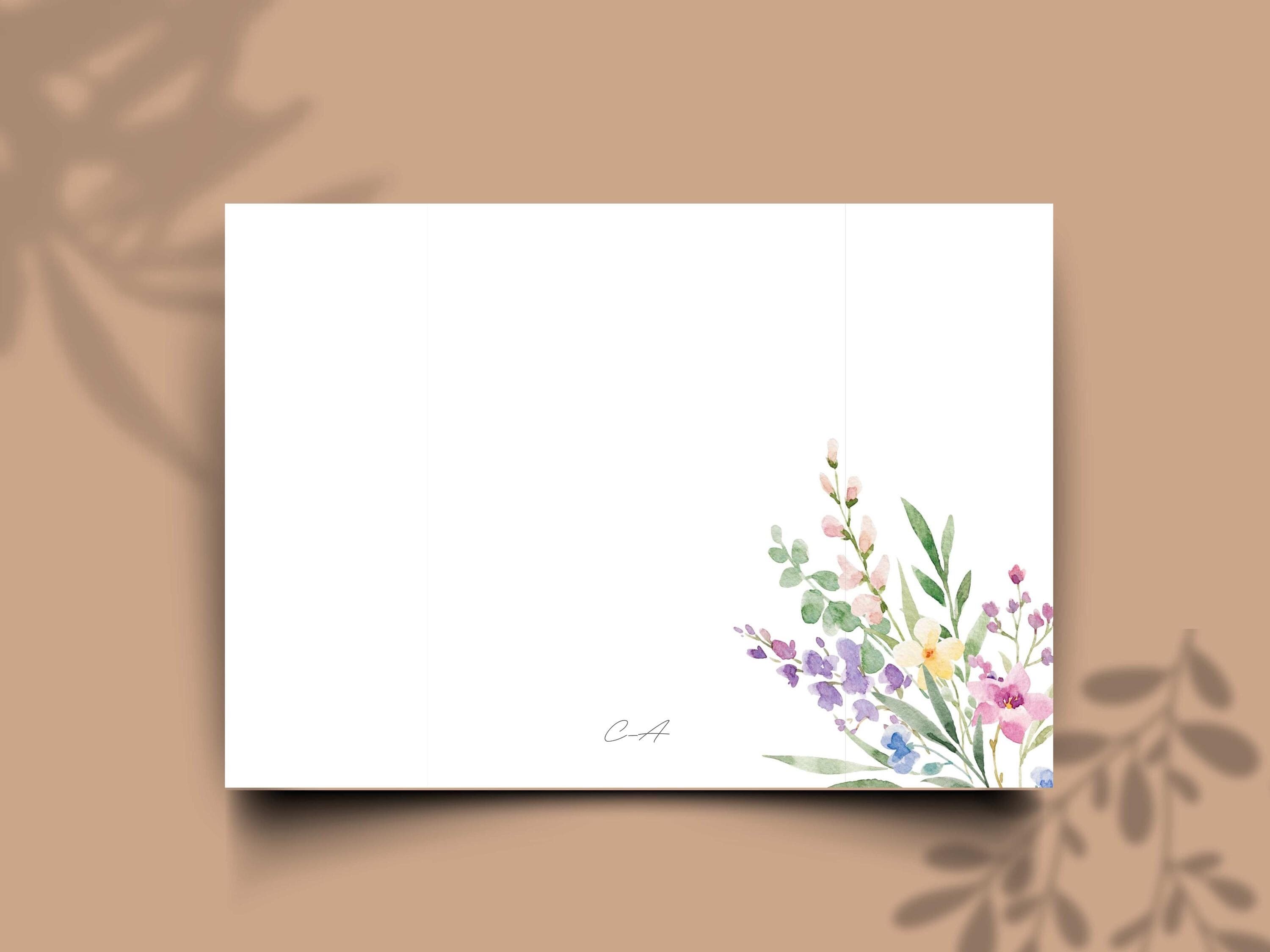 Elegant Floral Gatefold Wedding Invitation: Minimalist DIY Template (10x7" Flat, 5x7" Folded) - image 3