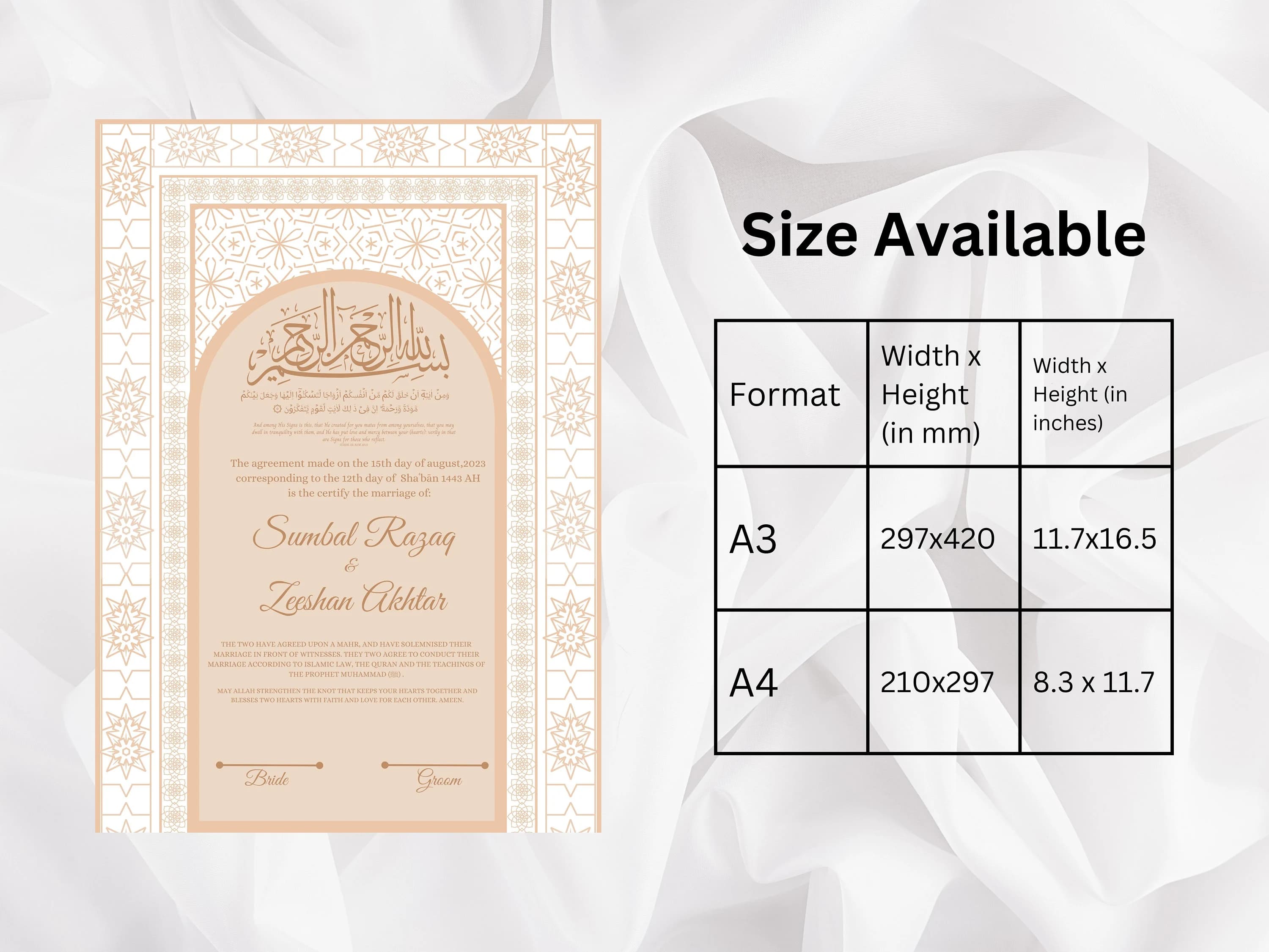 Editable Nikkah Certificate Template, Muslim Marriage Contract (Digital Download) - image 2