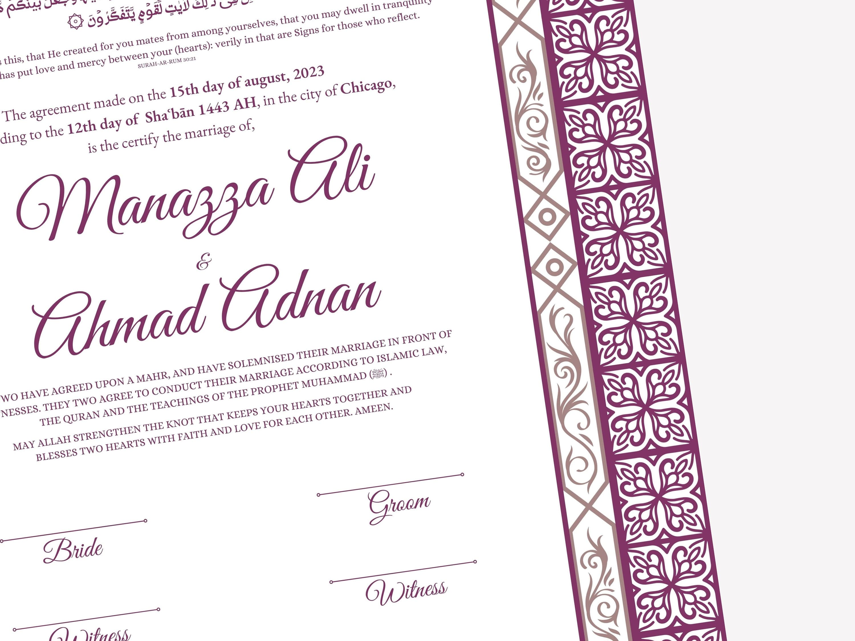 Nikkah Certificate, Nikkah Islamic Marriage Certificate, Printable, Nikkah Contract, Editable, Digital Download. NN65 - image 4