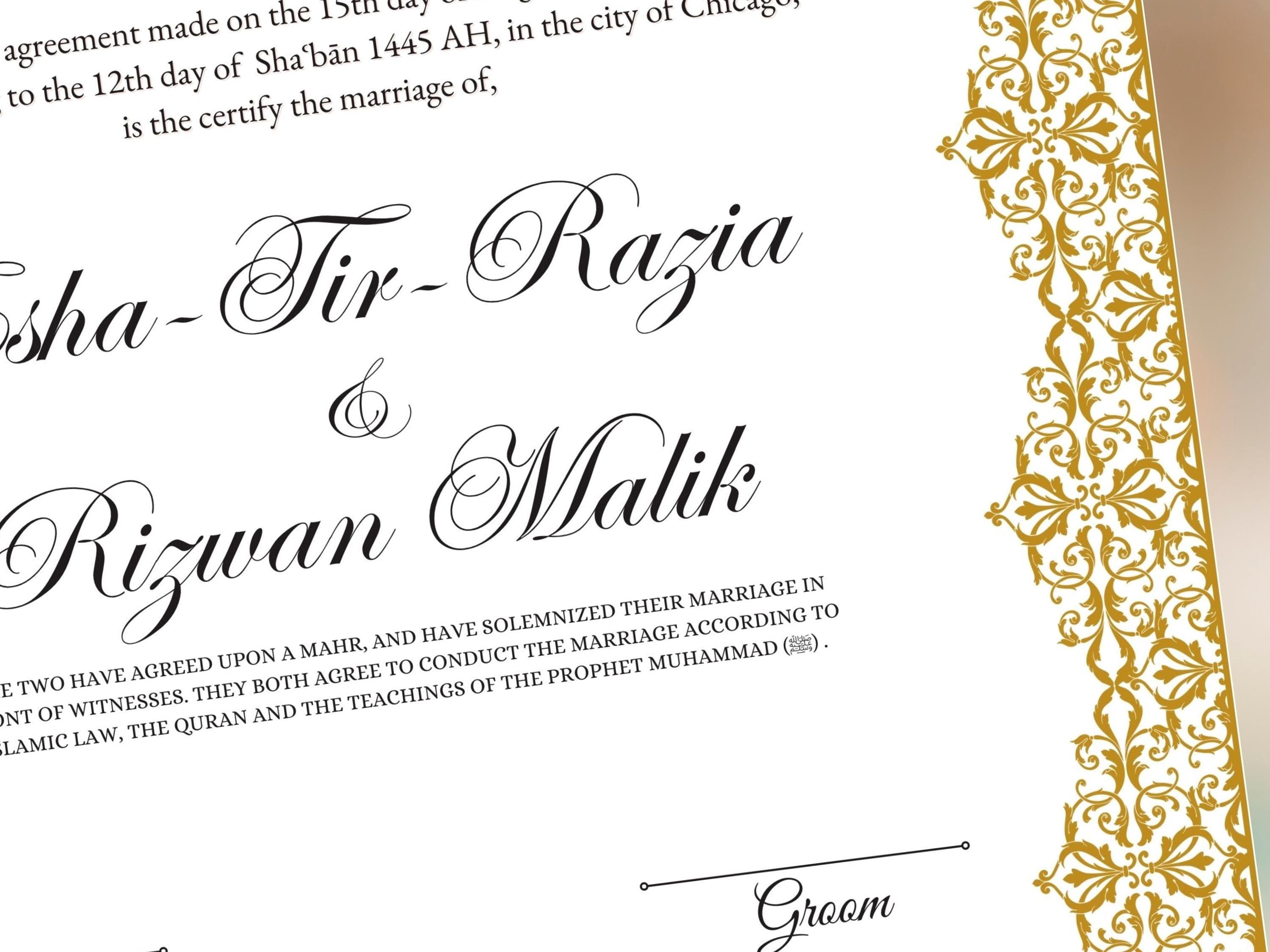 Nikkah Certificate Digital Download Personalised, A4, A3, Template, Editable, Nikkah Nama, Nikkah Contract, Muslim Contract. NN243 - image 5
