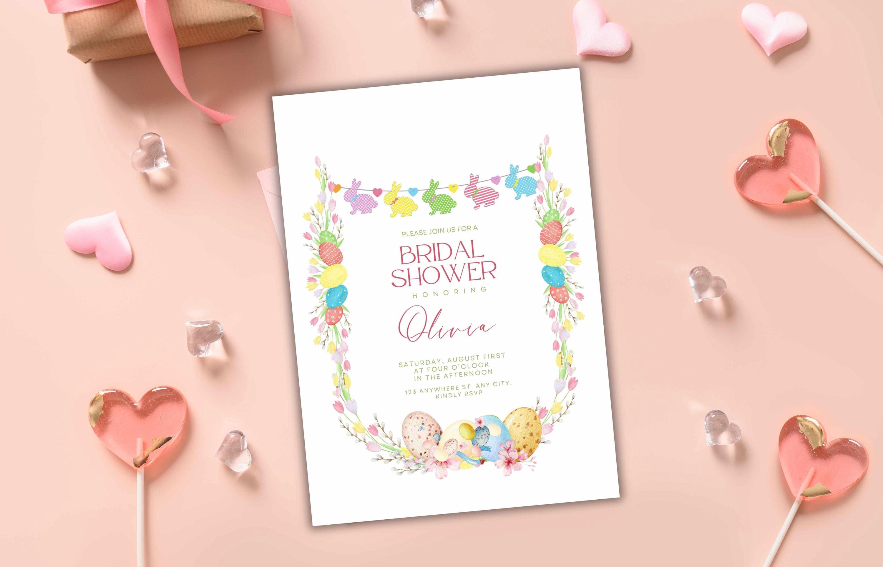 Bridal Shower Invitation Summer Template, Easter Bridal Brunch Template, Bunny  Wedding Shower Invite Rustic Wedding Printable. WSB41 - image 5