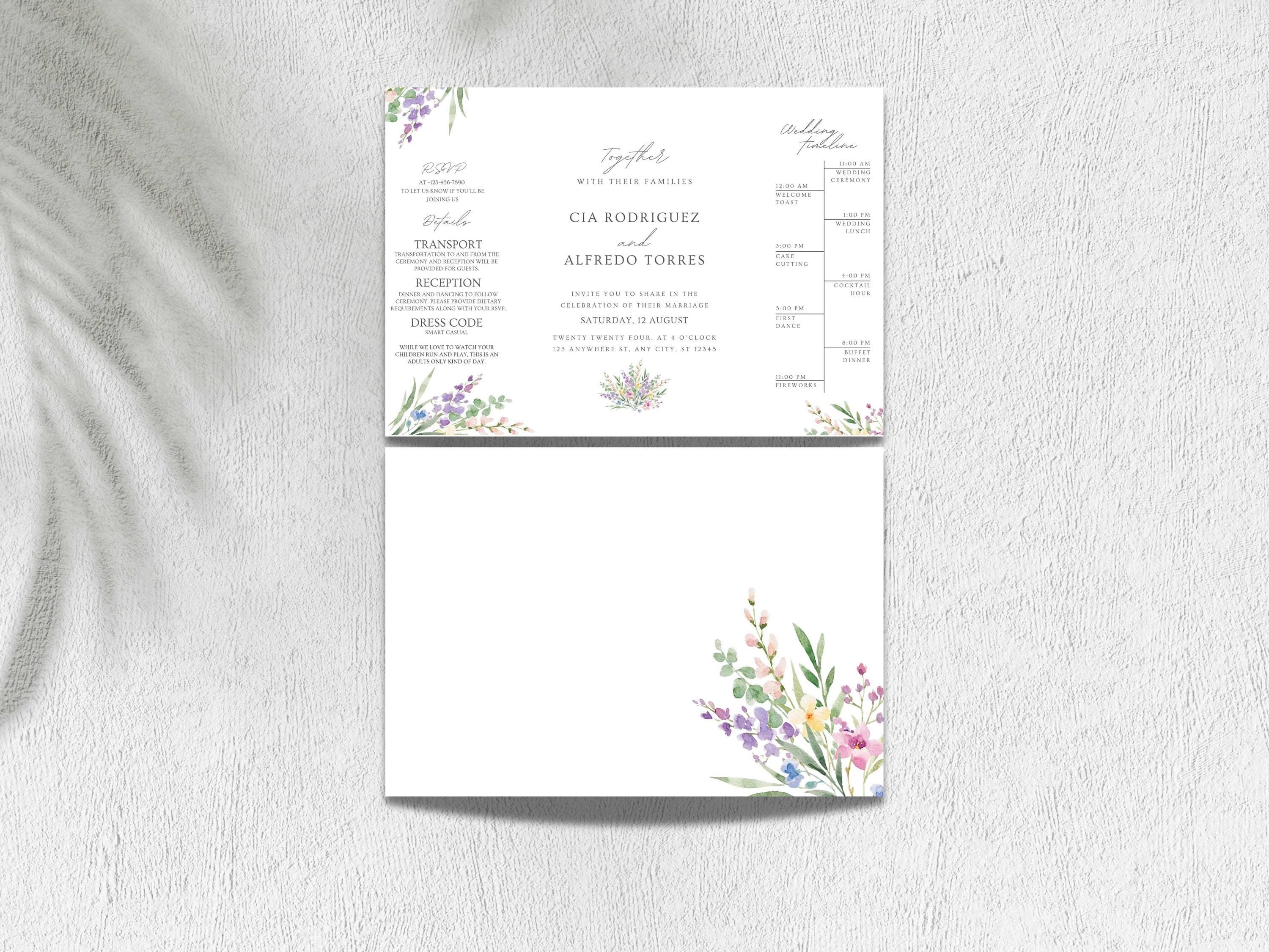 Elegant Floral Gatefold Wedding Invitation: Minimalist DIY Template (10x7" Flat, 5x7" Folded) - image 4