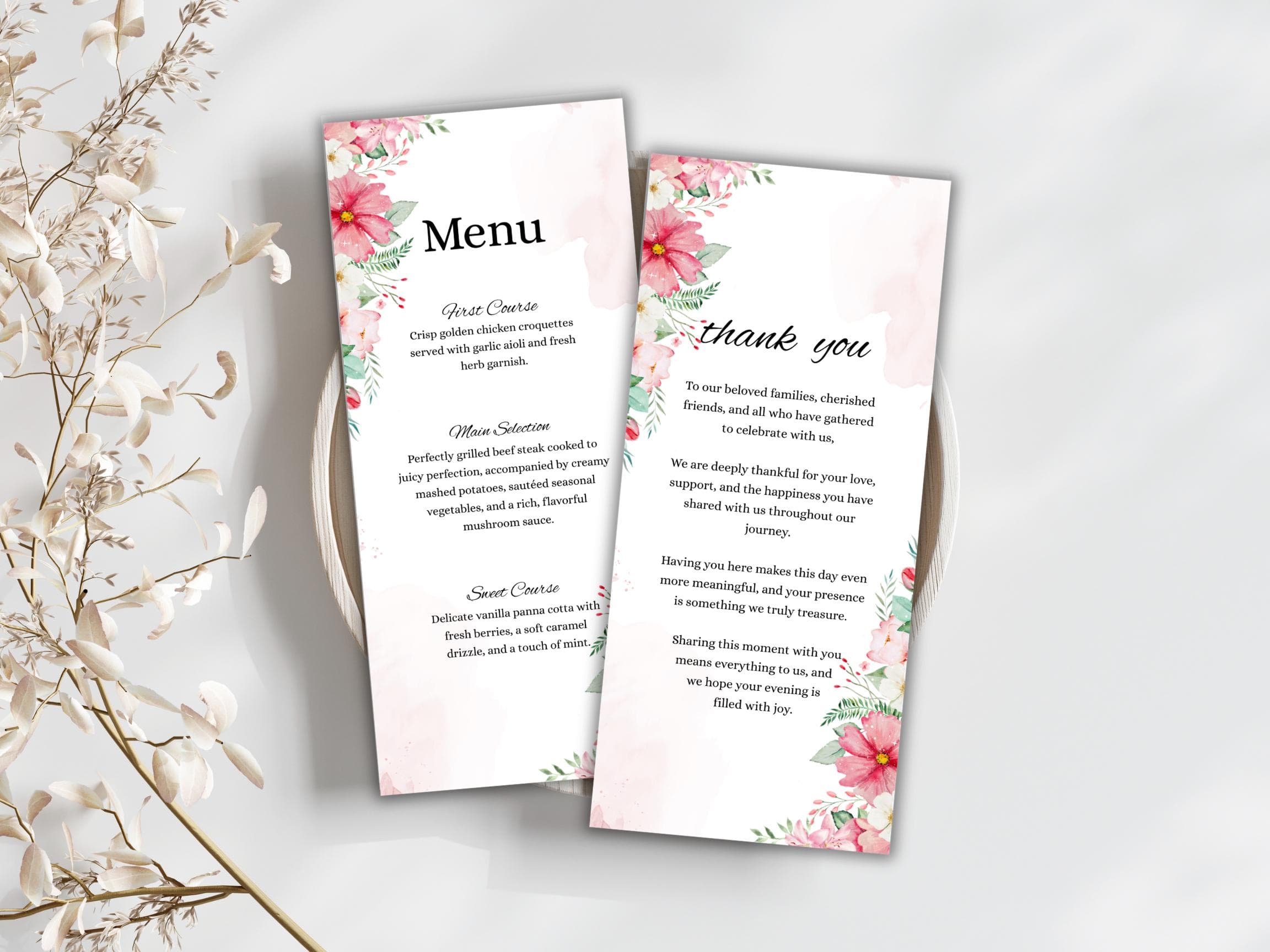 Wedding Thank you Card, Menu Card, Table Card. WI331 - image 5