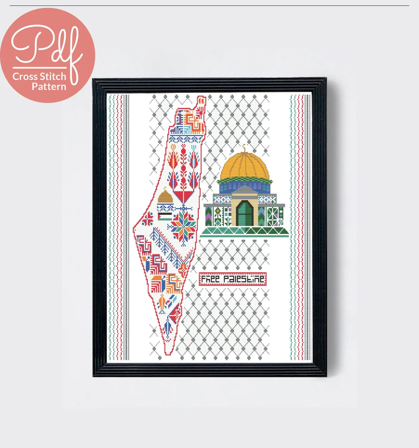 Al Aqsa Tatreez Pattern, Palestinian Cross Stitch (PDF Pattern)
