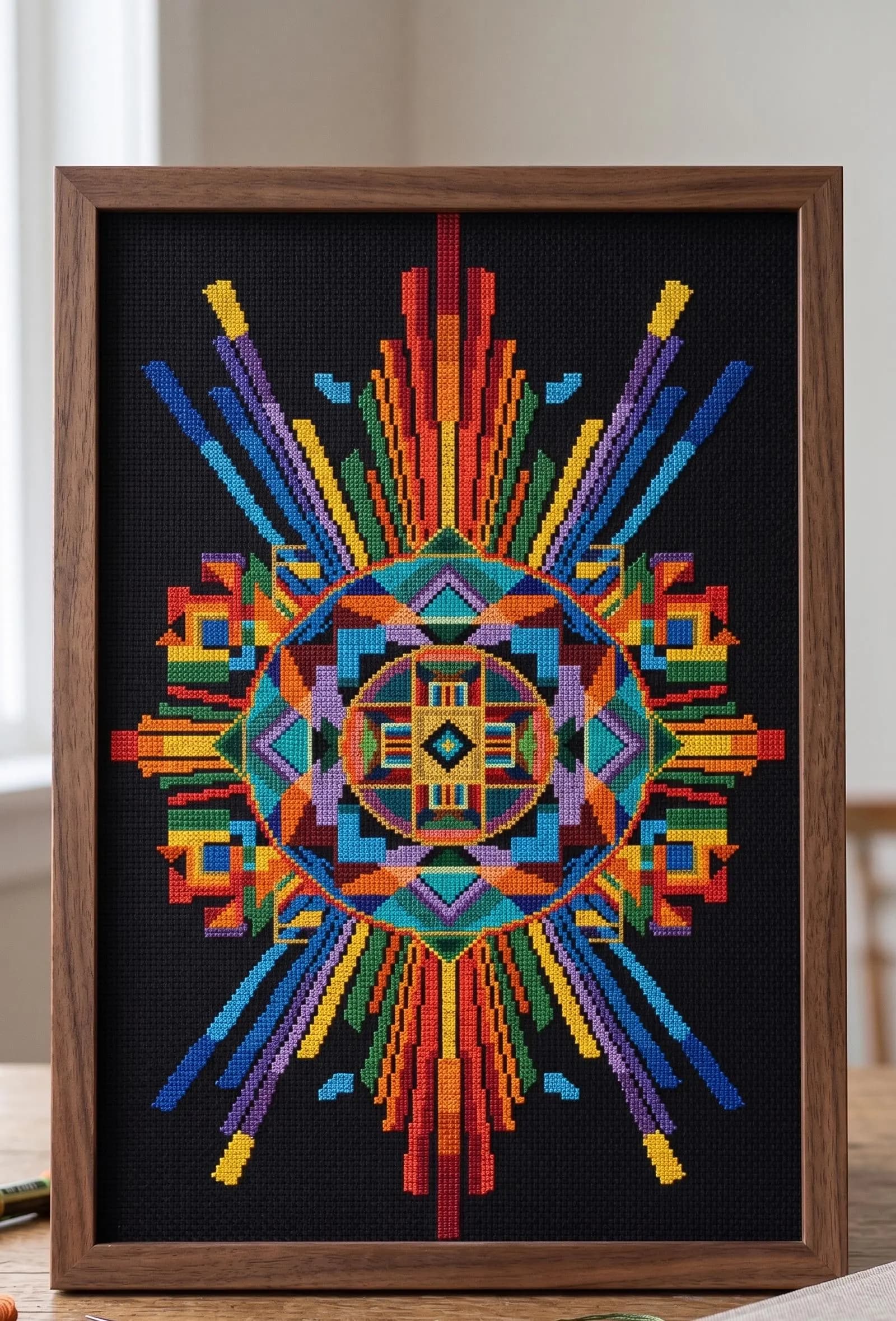 Contemporary Geometric Cross Stitch Pattern PDF, Vibrant Symmetry Embroidery Design, Modern Abstract Decor Art - image 4