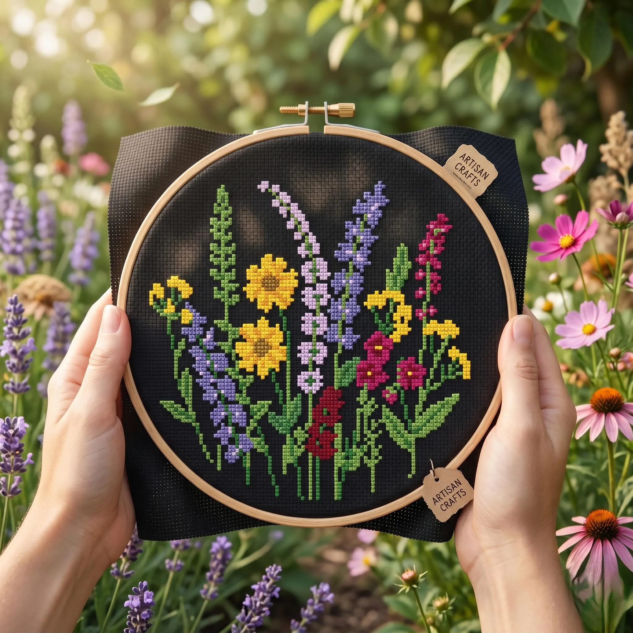 Spring Flowers Cross Stitch Pattern PDF, Wildflower Bouquet Embroidery Design