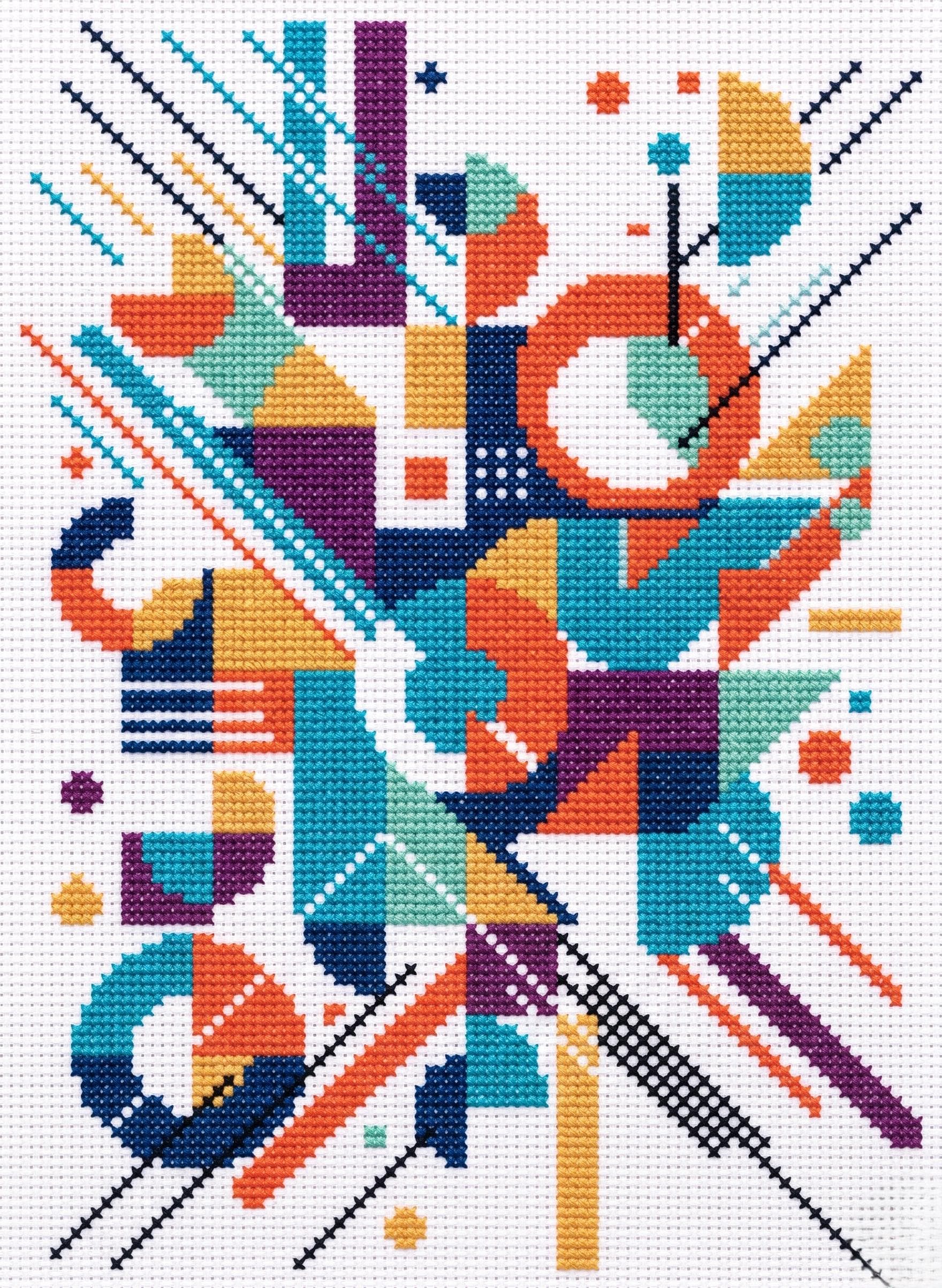 Bauhaus Inspired Cross Stitch Pattern PDF, Colorful Geometric Embroidery Design, Modern Abstract Needlepoint Art - image 4