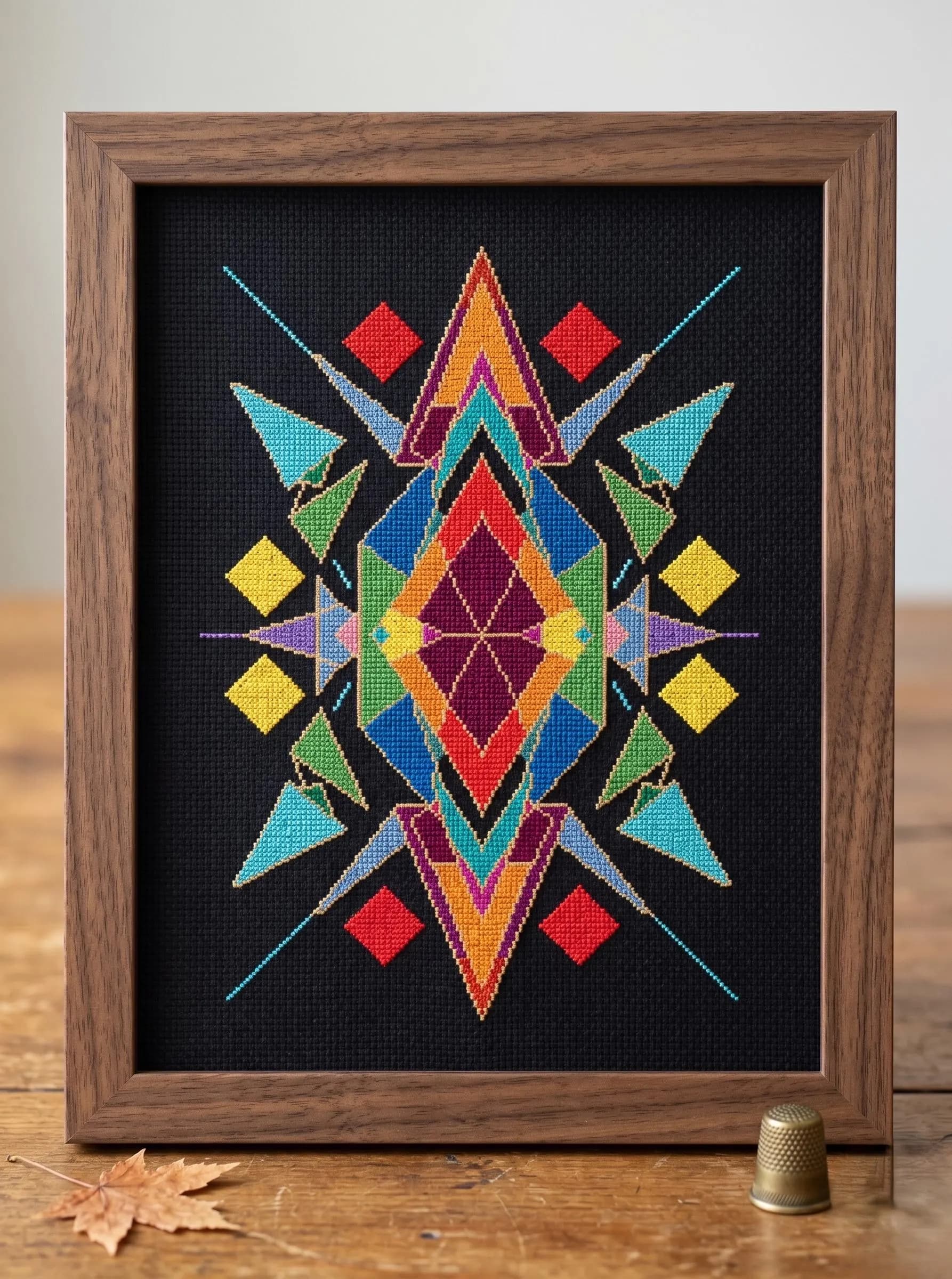Abstract Starburst Cross Stitch Pattern PDF, Colorful Geometric Embroidery Design, Modern Kaleidoscope Needlepoint Art - image 5