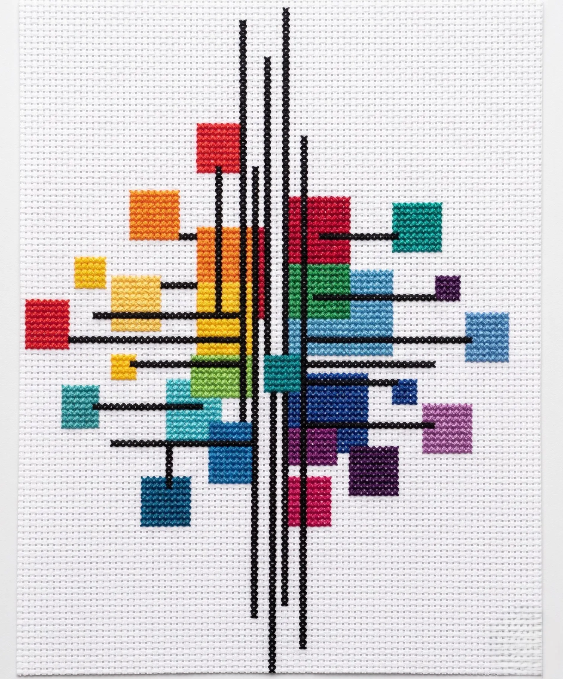 Geometric Cross Stitch Pattern, Abstract Bauhaus Embroidery Chart, Minimalist Line Art (PDF Download) - image 4