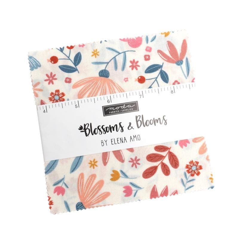 Blossoms and Blooms- Charm Pack-39050 PP- 42 Pieces 5” x 5”- Moda Fabrics by Elena Amo