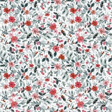 Holiday Floral- White- DCJ2844- Dear Stella Fabrics by Clara Jean