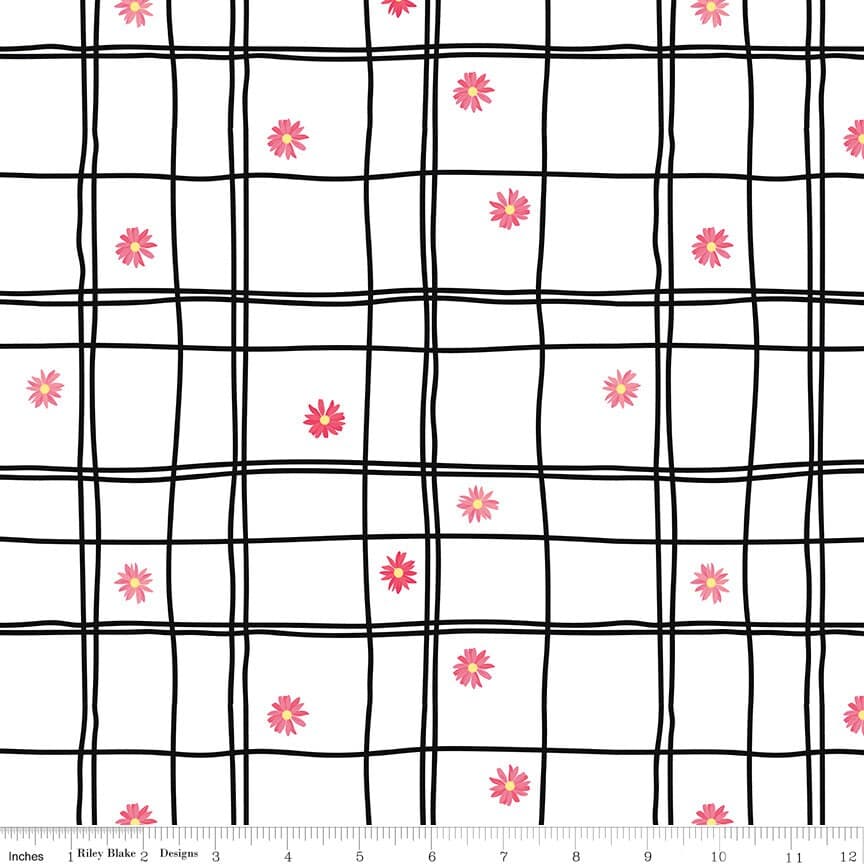 Flour & Flower- Canvas- Flower Grid- White- CV14018- Riley Blake Designs by Jill Finley - image 3