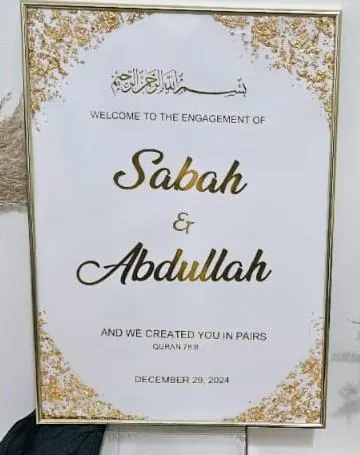 Personalized Engagement Welcome Sign: Elegant Gold A3 Frame - image 3