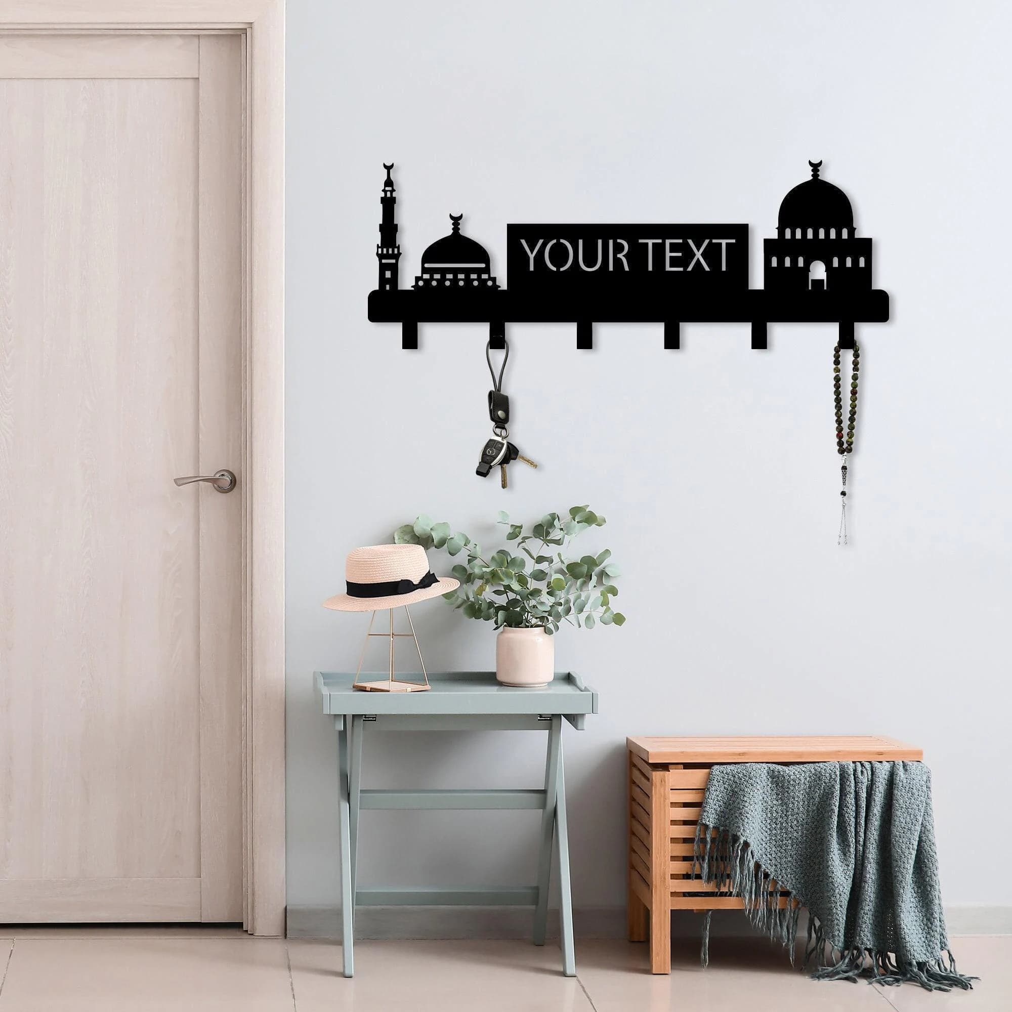 Custom Islamic Metal Key Hanger, Islamic Key Holder, Personalized Gifts for Muslim, English or Arabic Name Key Hook, Ramadan Decor, Eid Gift