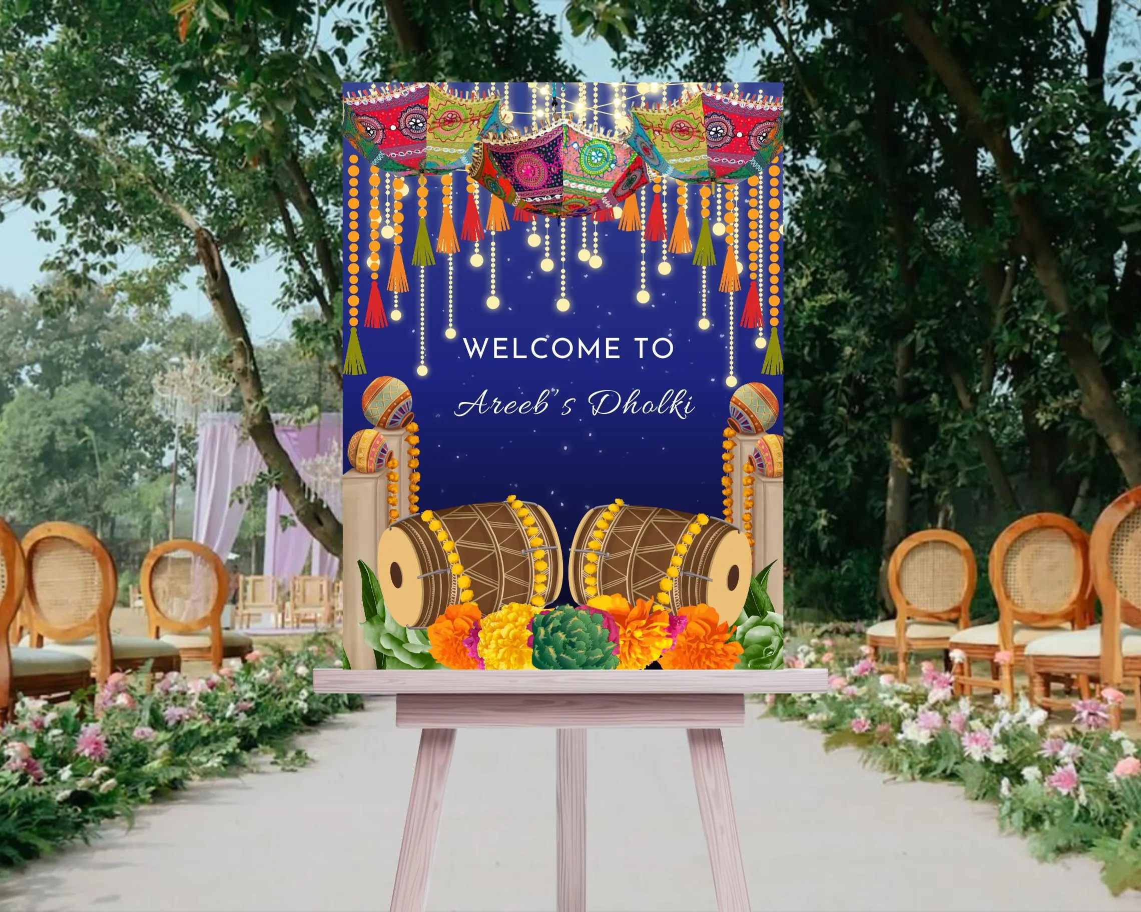 Editable Mehndi Welcome Sign, Haldi Dholki Mayoun Decor (Digital Download)