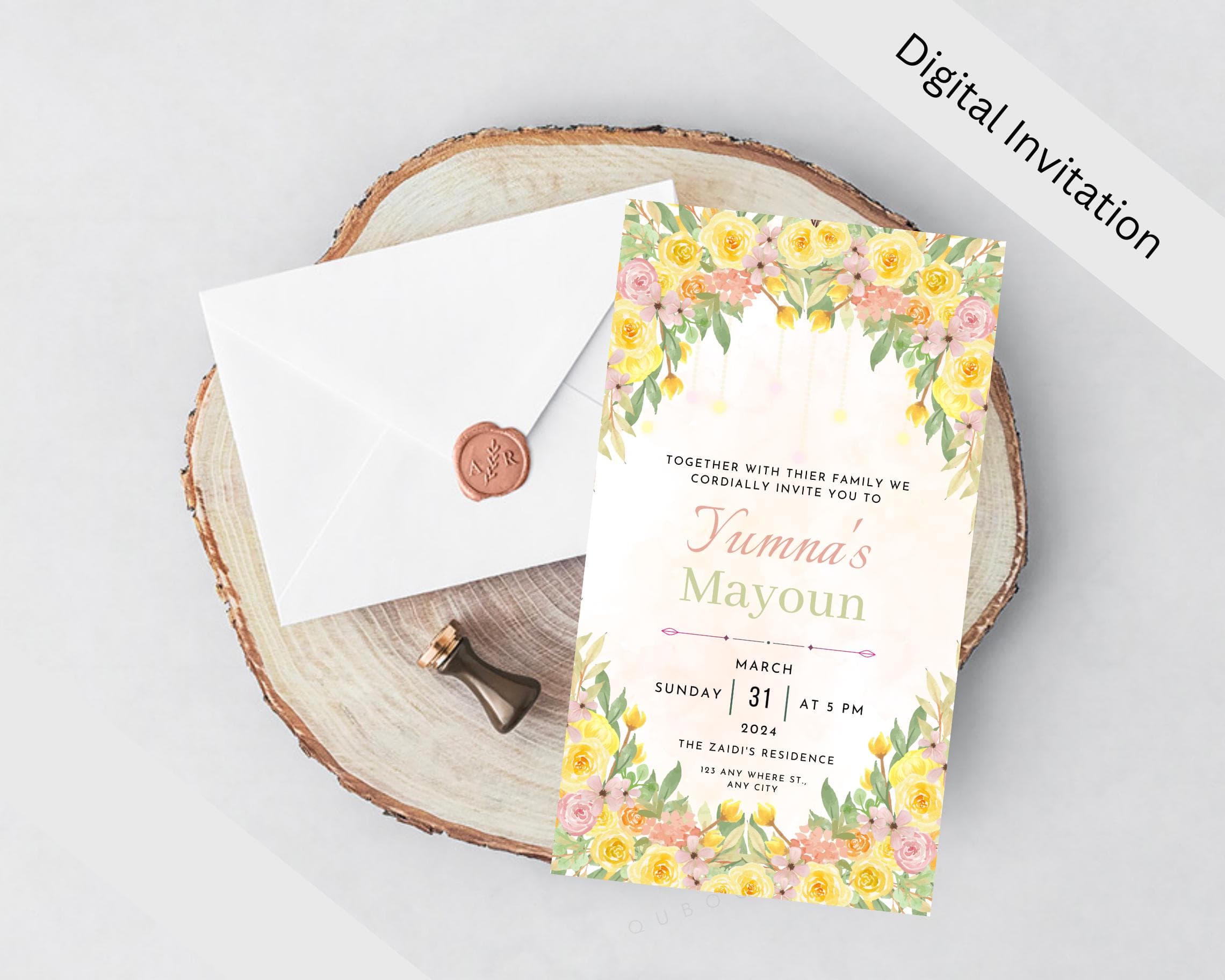 Animated Mayoun Wedding Invitation: Pastel Dholki Template (Digital Download) - image 3