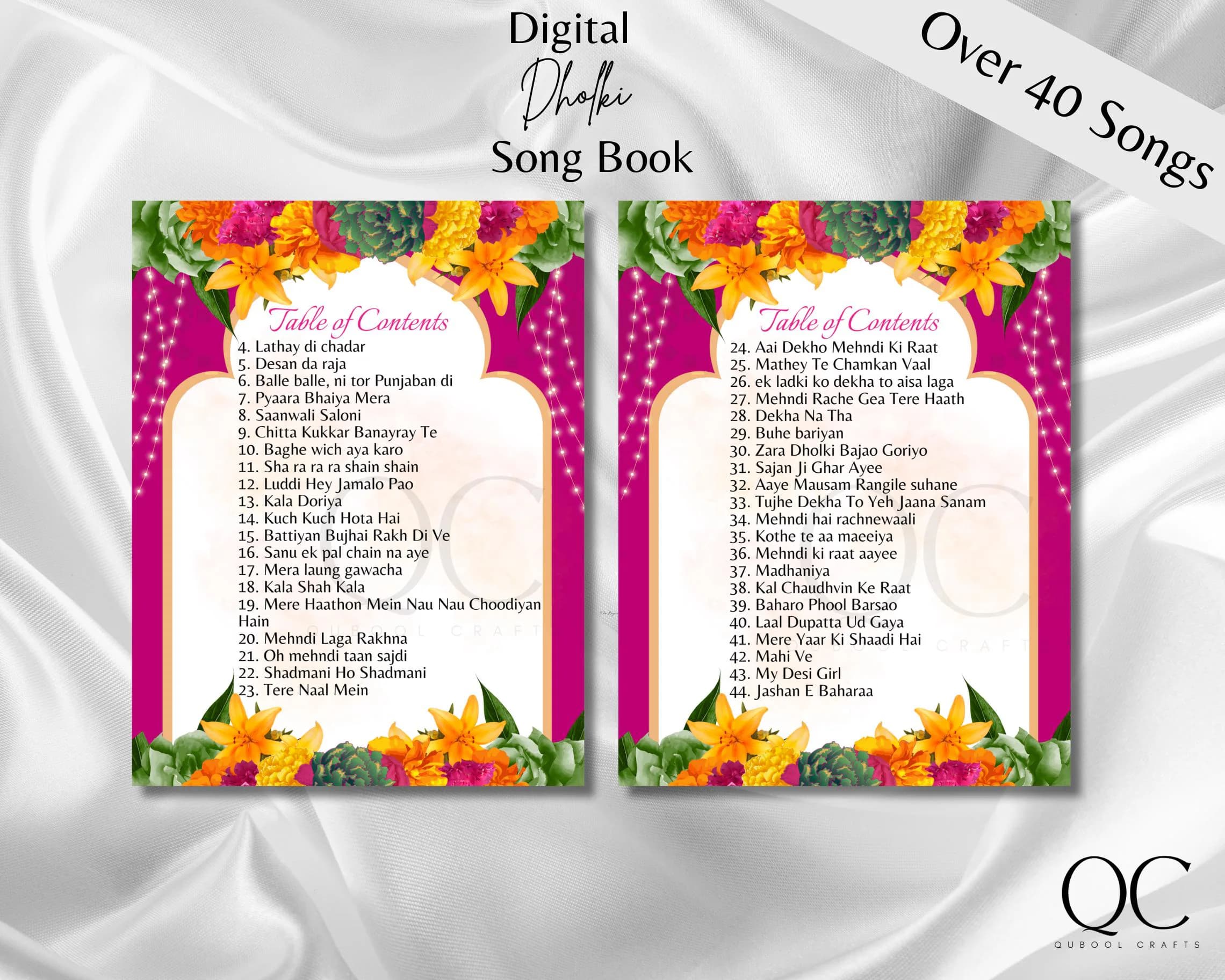 Modern Dholki Song Book, Mayoun Mehndi, Desi Template (Digital Download) - image 2
