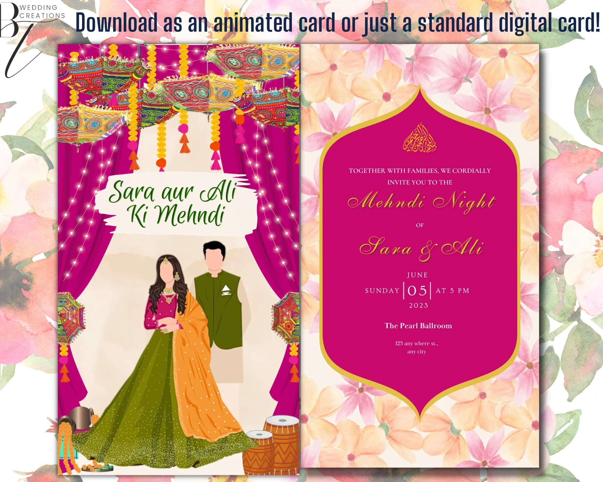 Animated Mehndi Invitation Template | Indian Wedding (Digital Download)