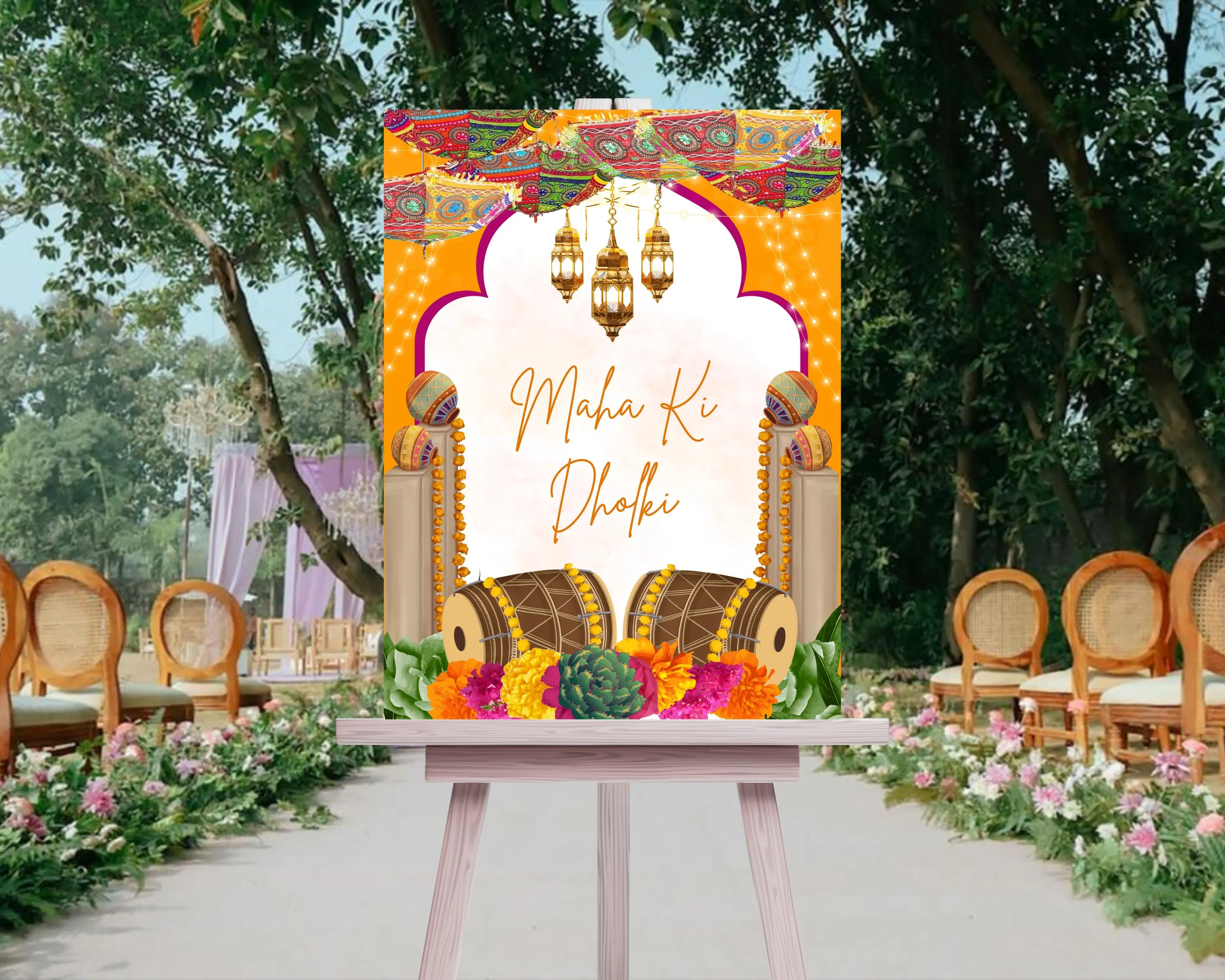 Editable Mehndi Welcome Sign | Desi Wedding Entrance (Digital Download)