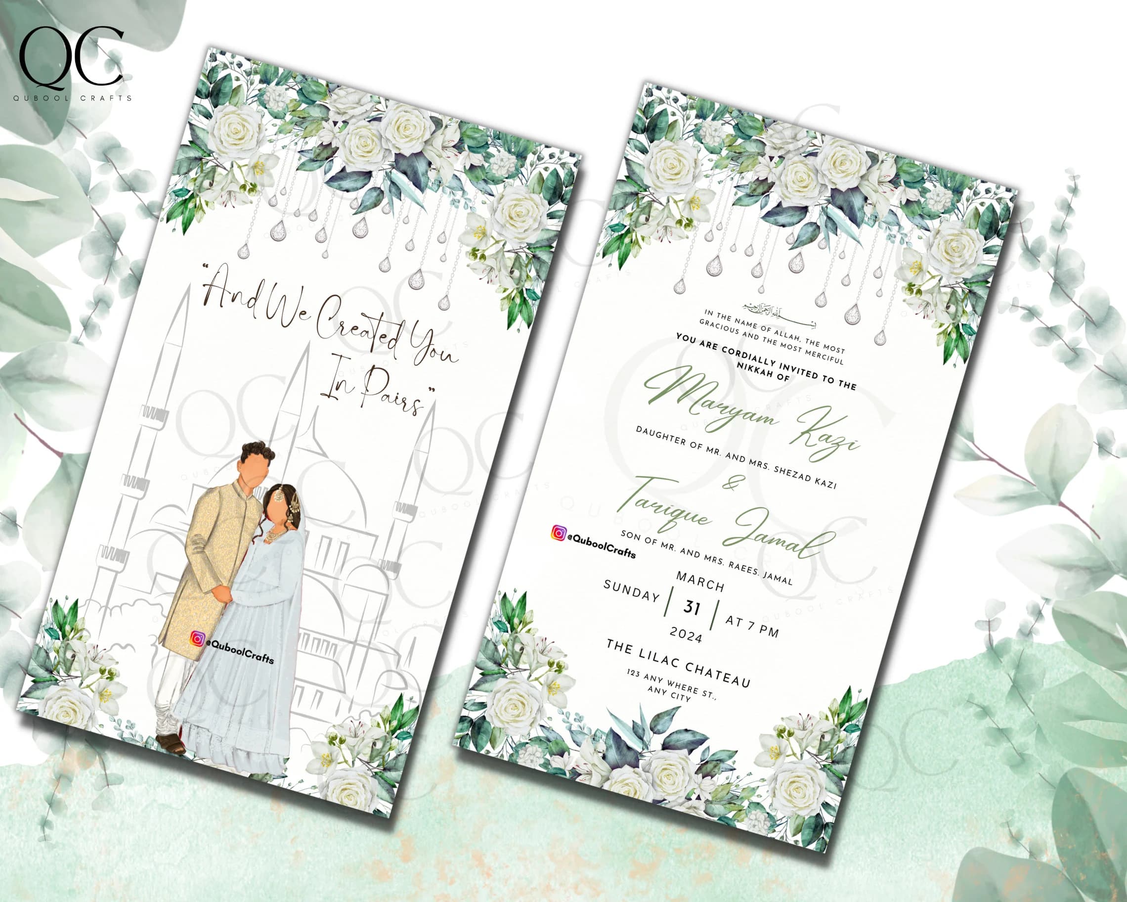 Animated Muslim Wedding Invitation Template, Islamic Nikkah Shaadi Baraat (Digital Download)
