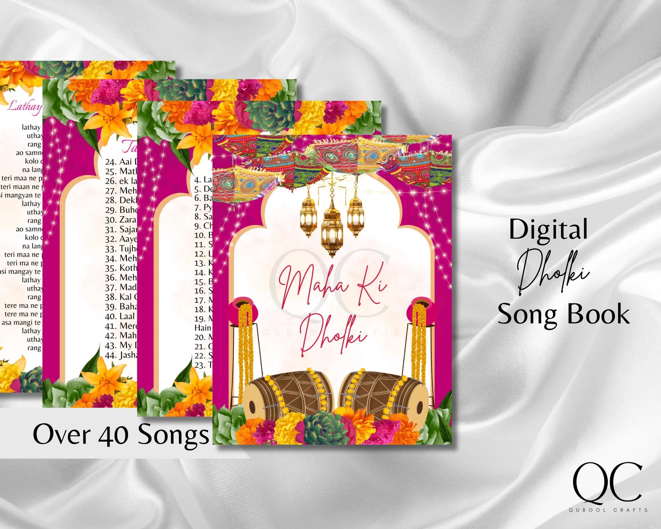 Modern Dholki Song Book, Mayoun Mehndi, Desi Template (Digital Download)