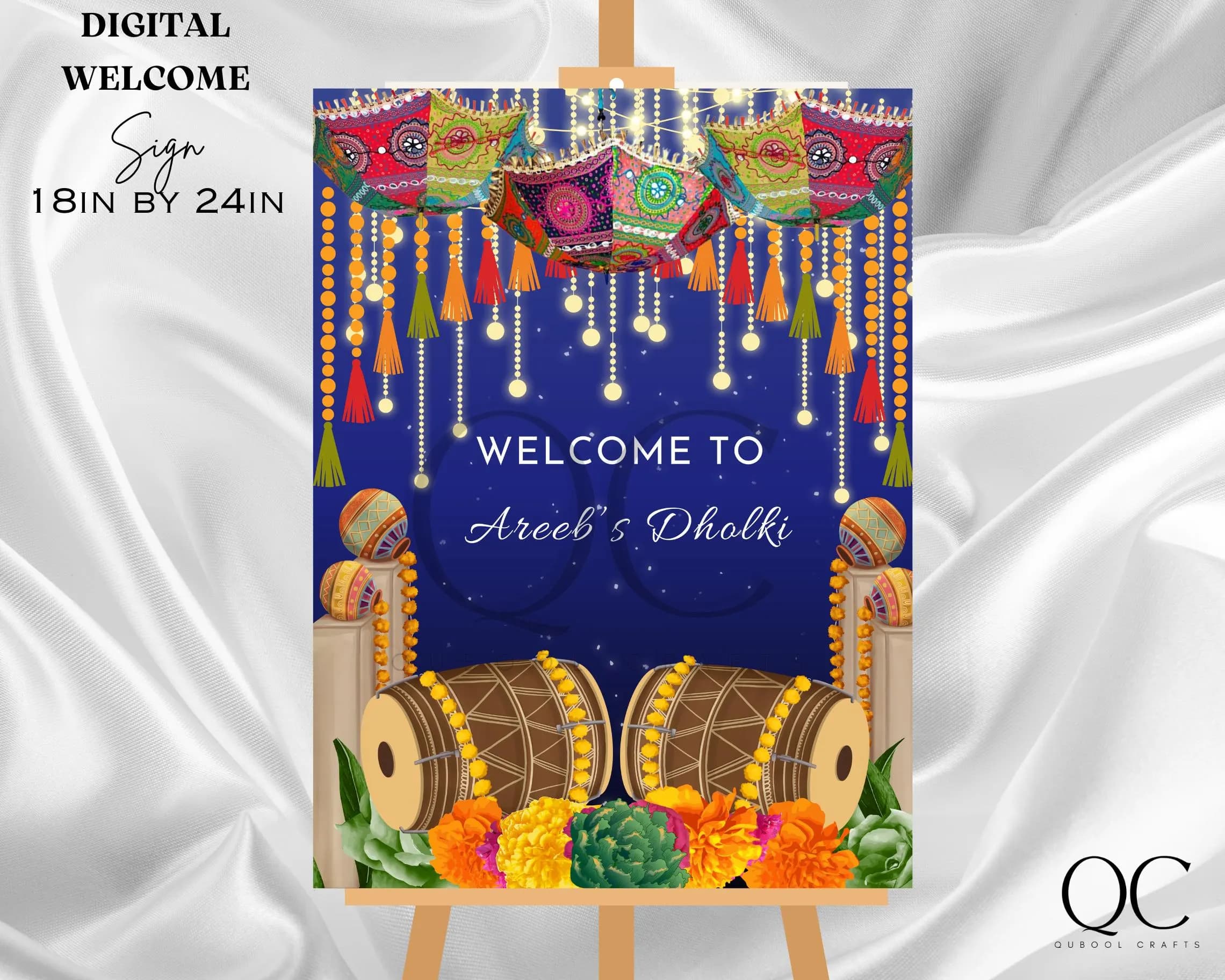 Editable Mehndi Welcome Sign, Haldi Dholki Mayoun Decor (Digital Download) - image 3