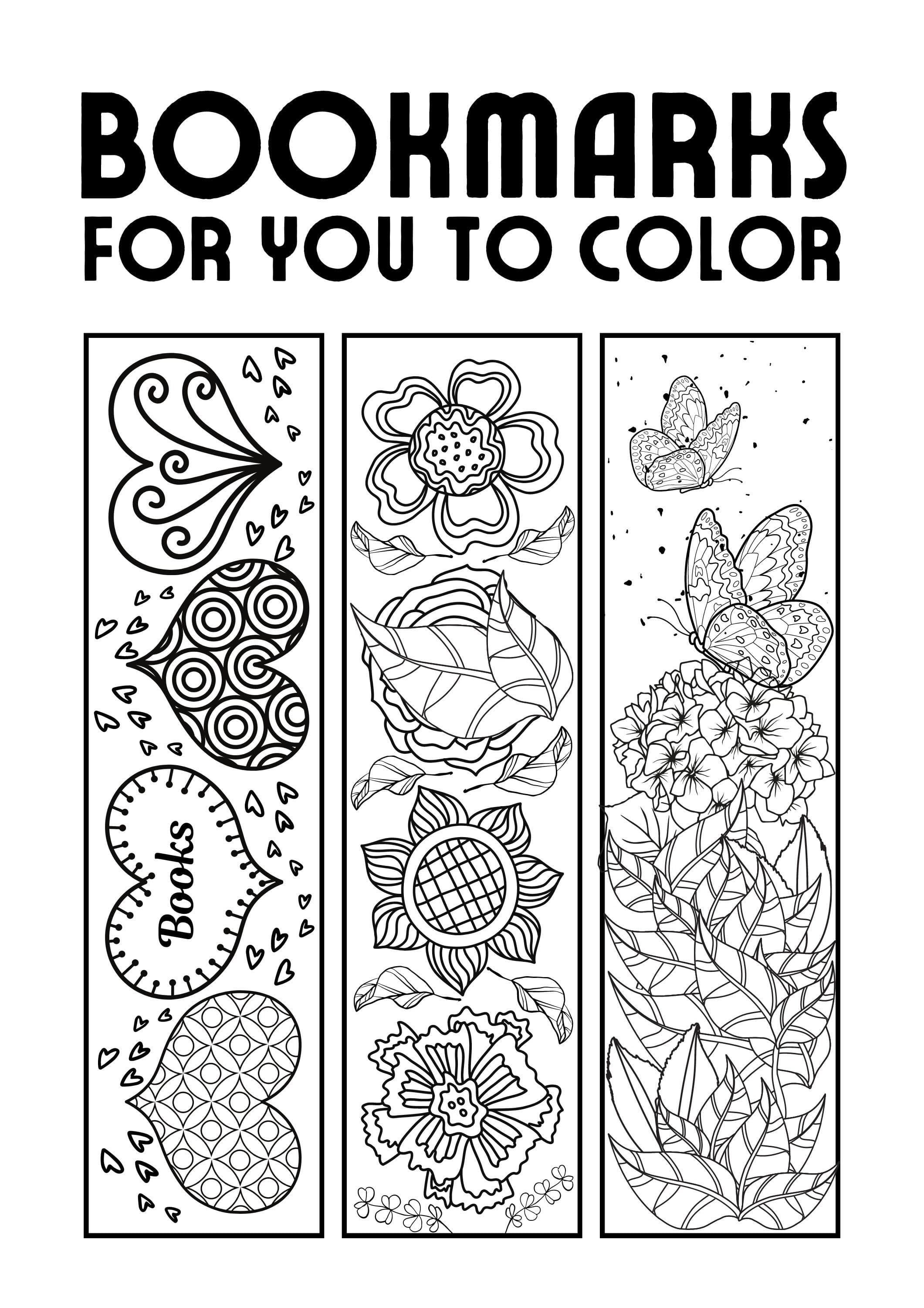 Floral Coloring Bookmarks Set – Printable DIY (PDF)