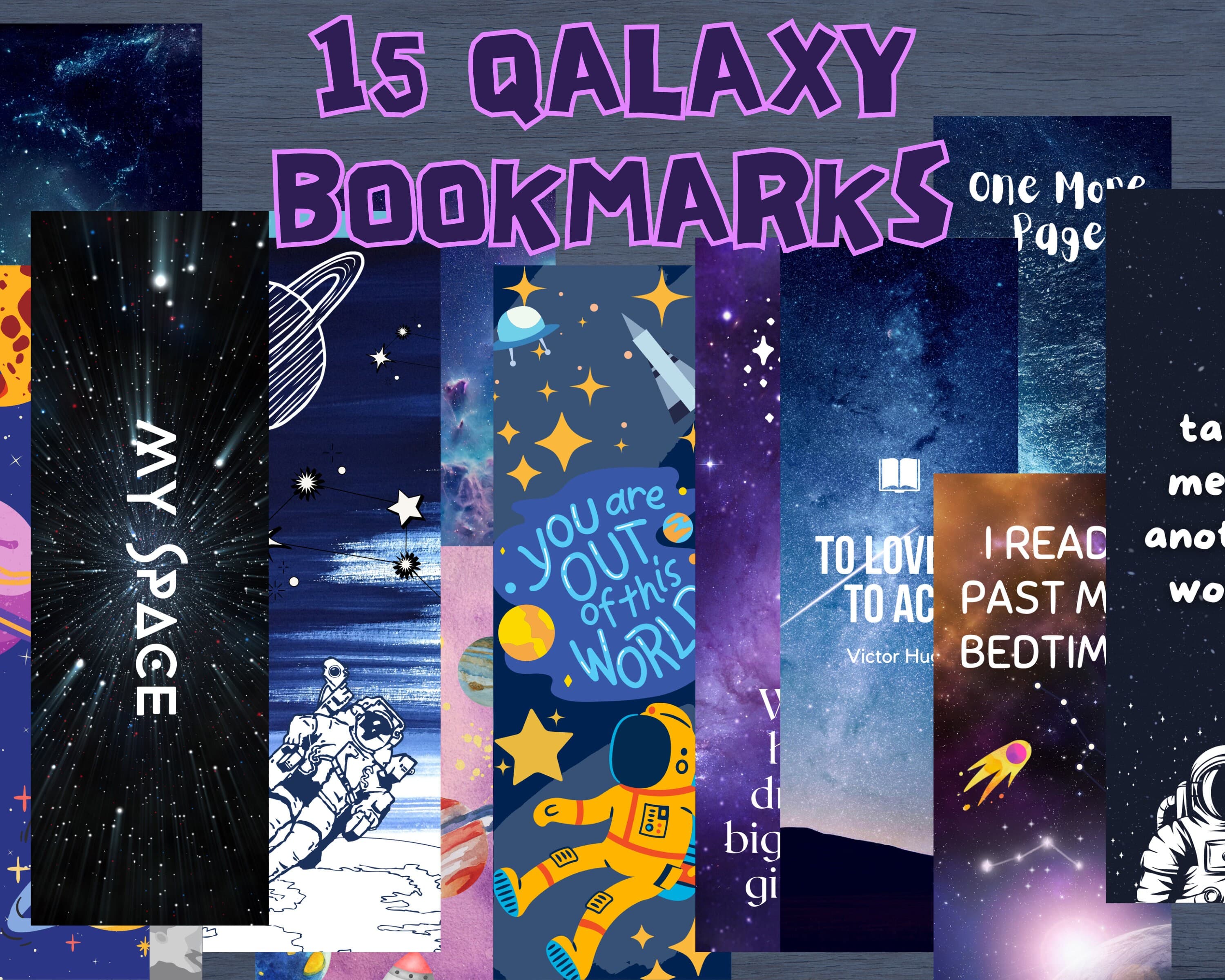 Galaxy Bookmarks Printable - Set of 15 Space Bookmarks (Digital Download)