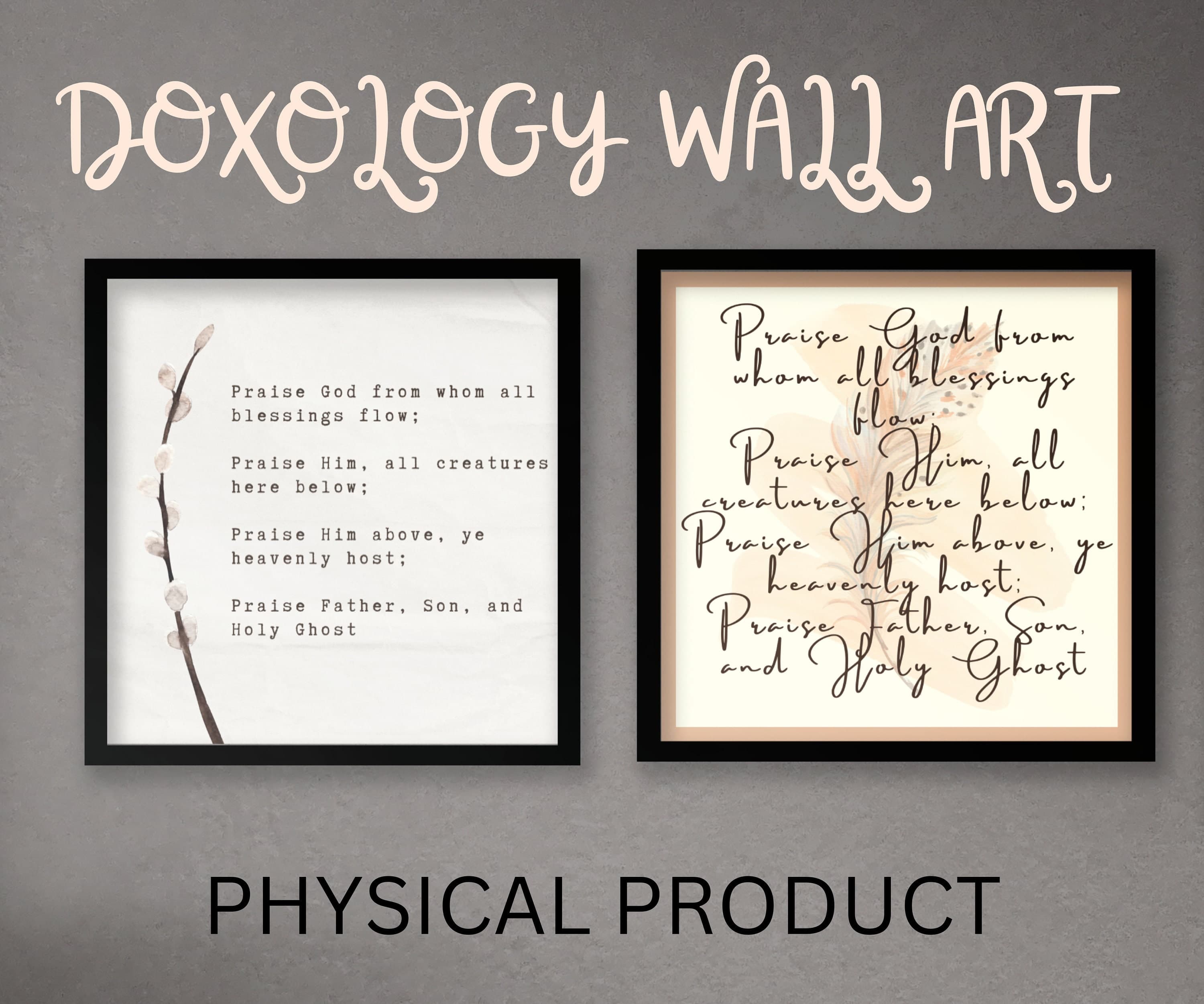 Doxology Wall Art, Christian Hymn, Floral Design, Ready to Hang