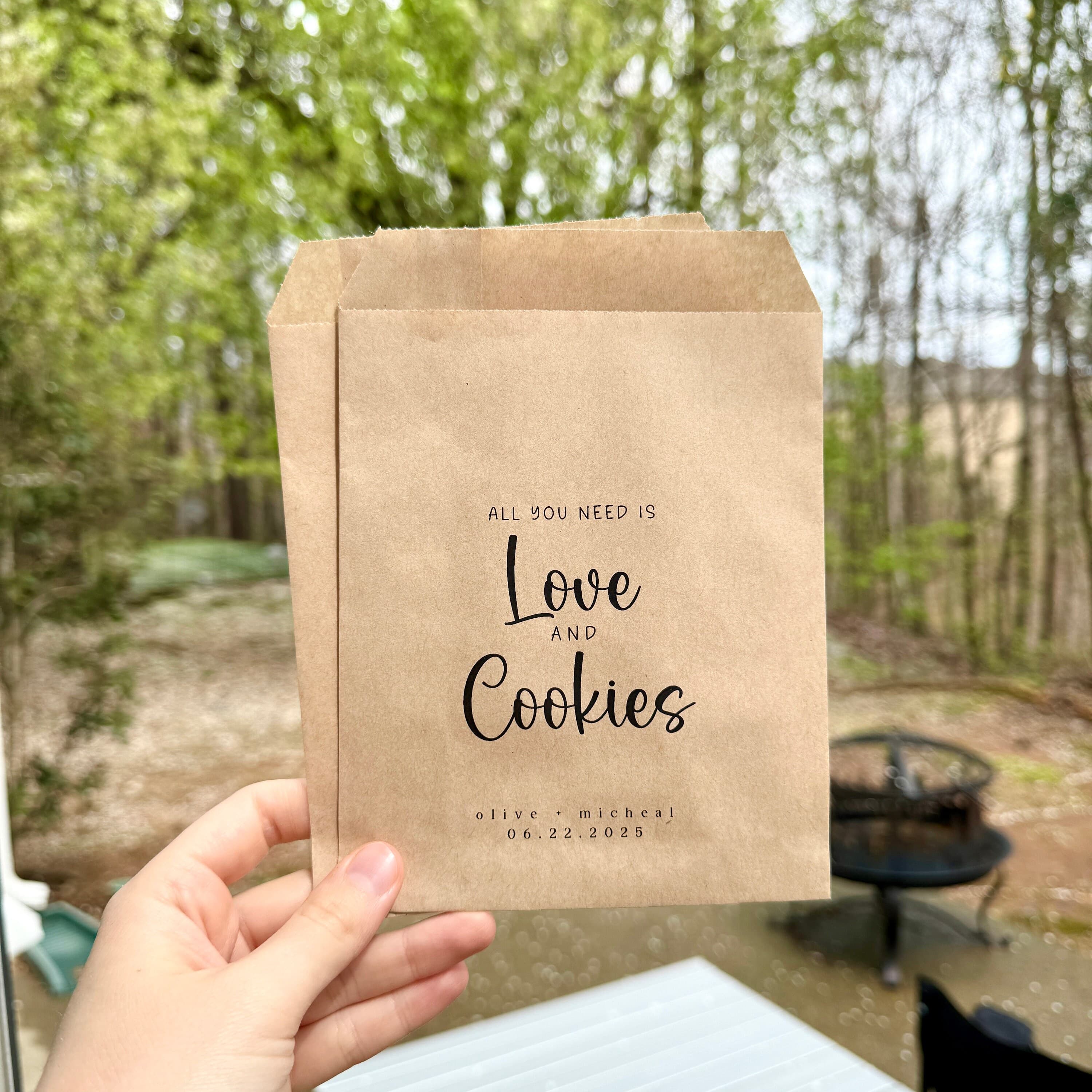 All you need is Love and  Cookies Bag, Wedding Cookie Bag, Anniversary Celebration Personalized Favor Bag, Party Gift Favor Bag, Cookie Bag - image 3