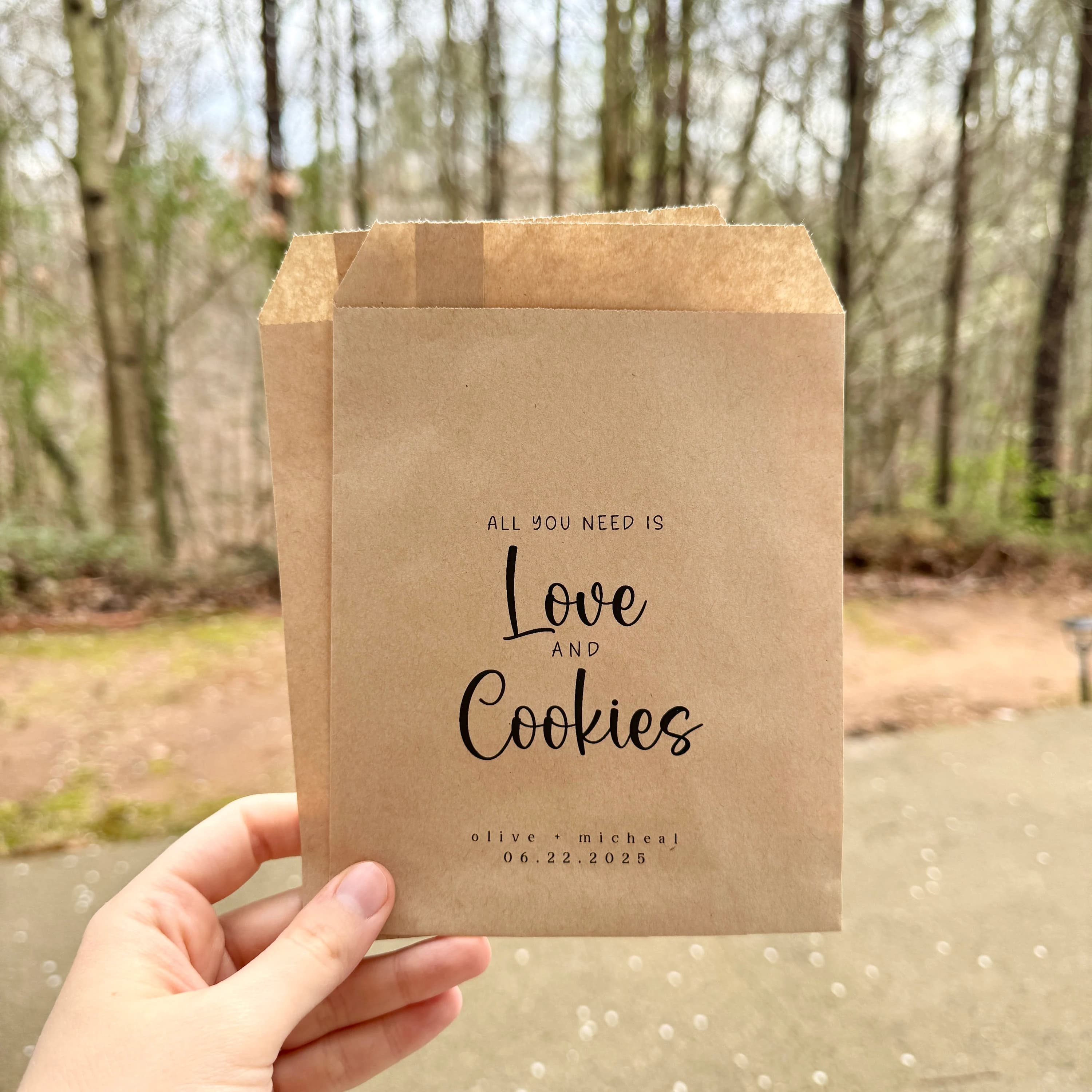 All you need is Love and  Cookies Bag, Wedding Cookie Bag, Anniversary Celebration Personalized Favor Bag, Party Gift Favor Bag, Cookie Bag - image 5