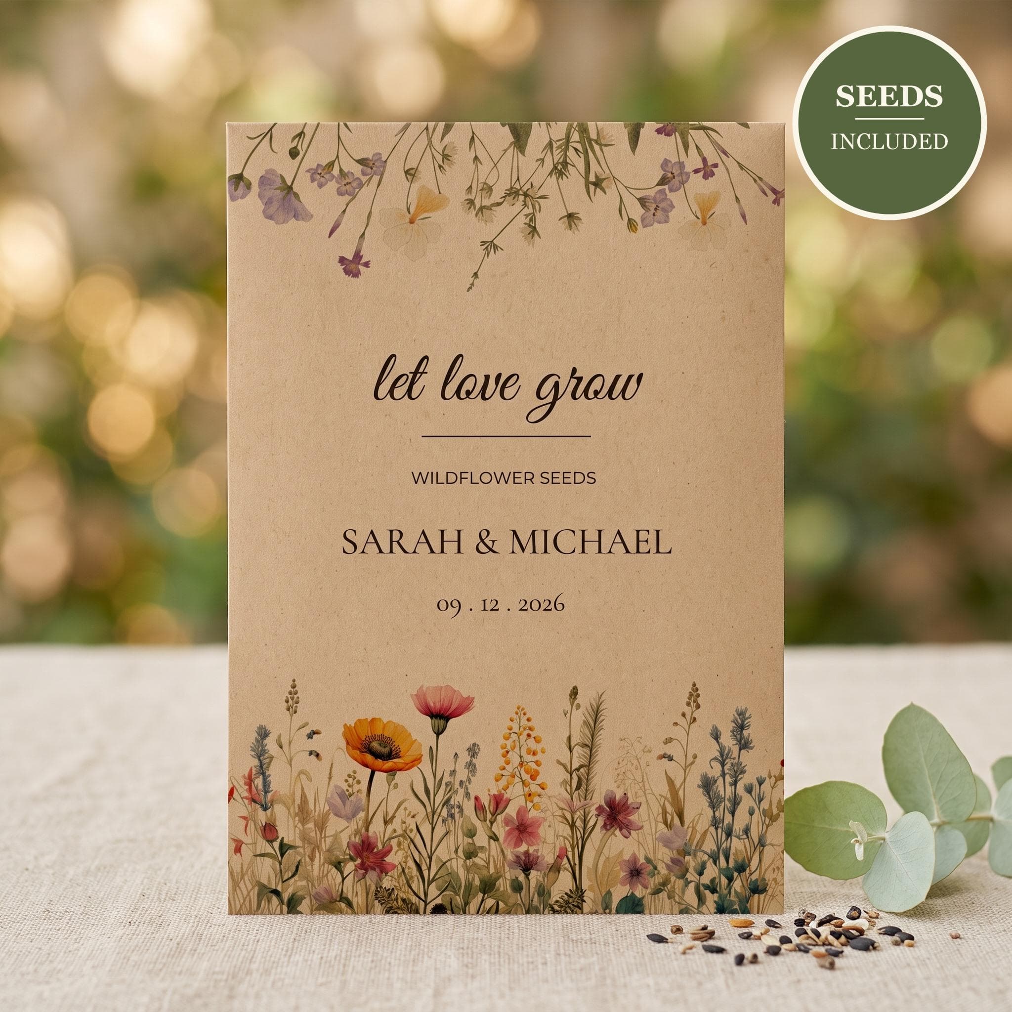 Wedding Favors for Guests in Bulk, Let Love Grow Wildflower Seed Packets, Personalized Seed Wedding Favor, Seeds Included, Rustic Favor - image 2