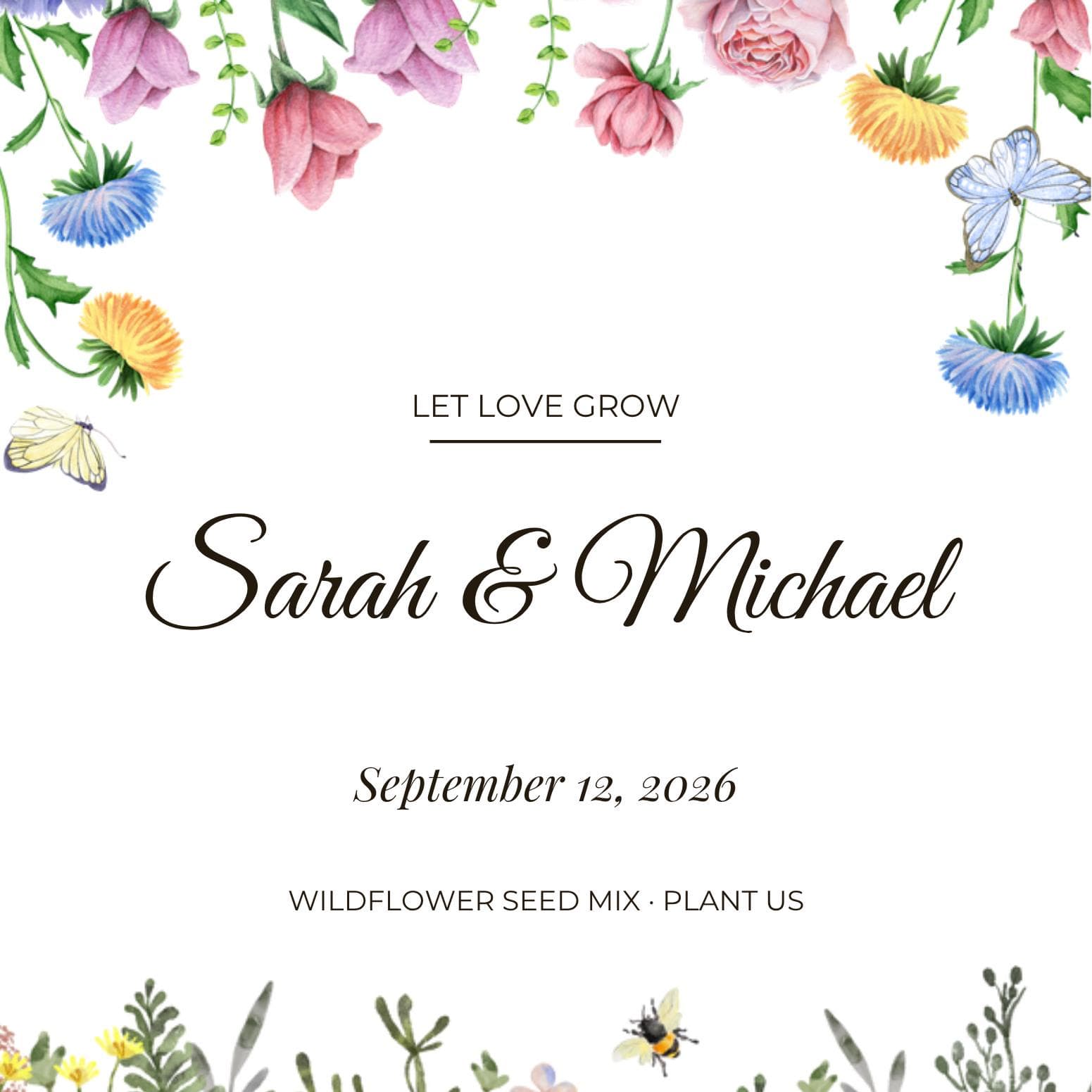 Eco Friendly Wedding Favors in Bulk, Let Love Grow Wildflower Seed Packets, Personalized Rose Garden Seed Packet, Seeds Included - image 5