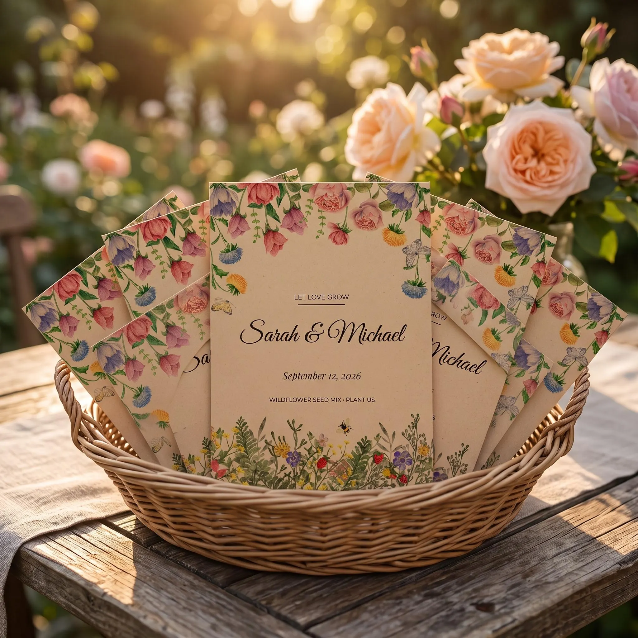 Eco Friendly Wedding Favors in Bulk, Let Love Grow Wildflower Seed Packets, Personalized Rose Garden Seed Packet, Seeds Included - image 3