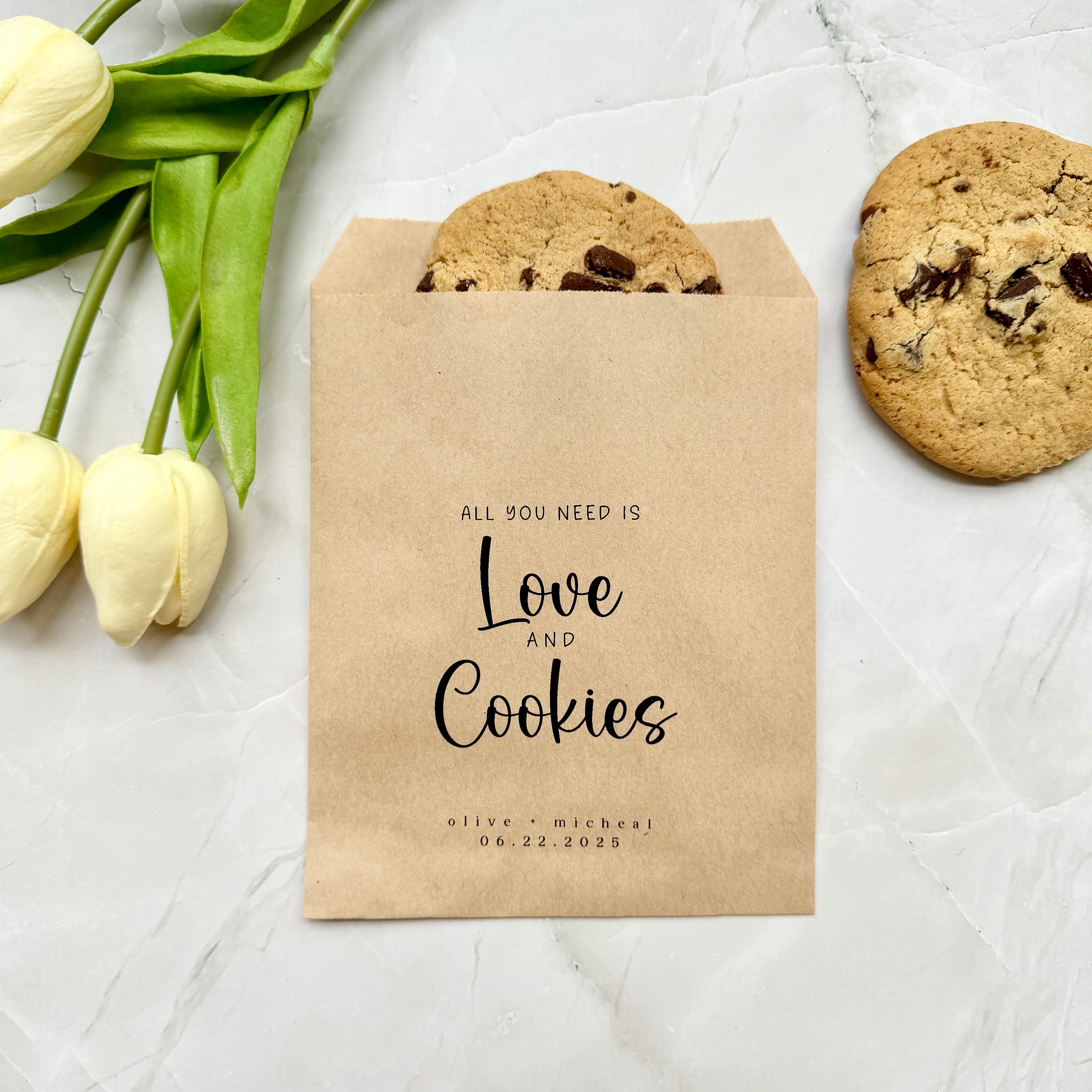 All you need is Love and  Cookies Bag, Wedding Cookie Bag, Anniversary Celebration Personalized Favor Bag, Party Gift Favor Bag, Cookie Bag