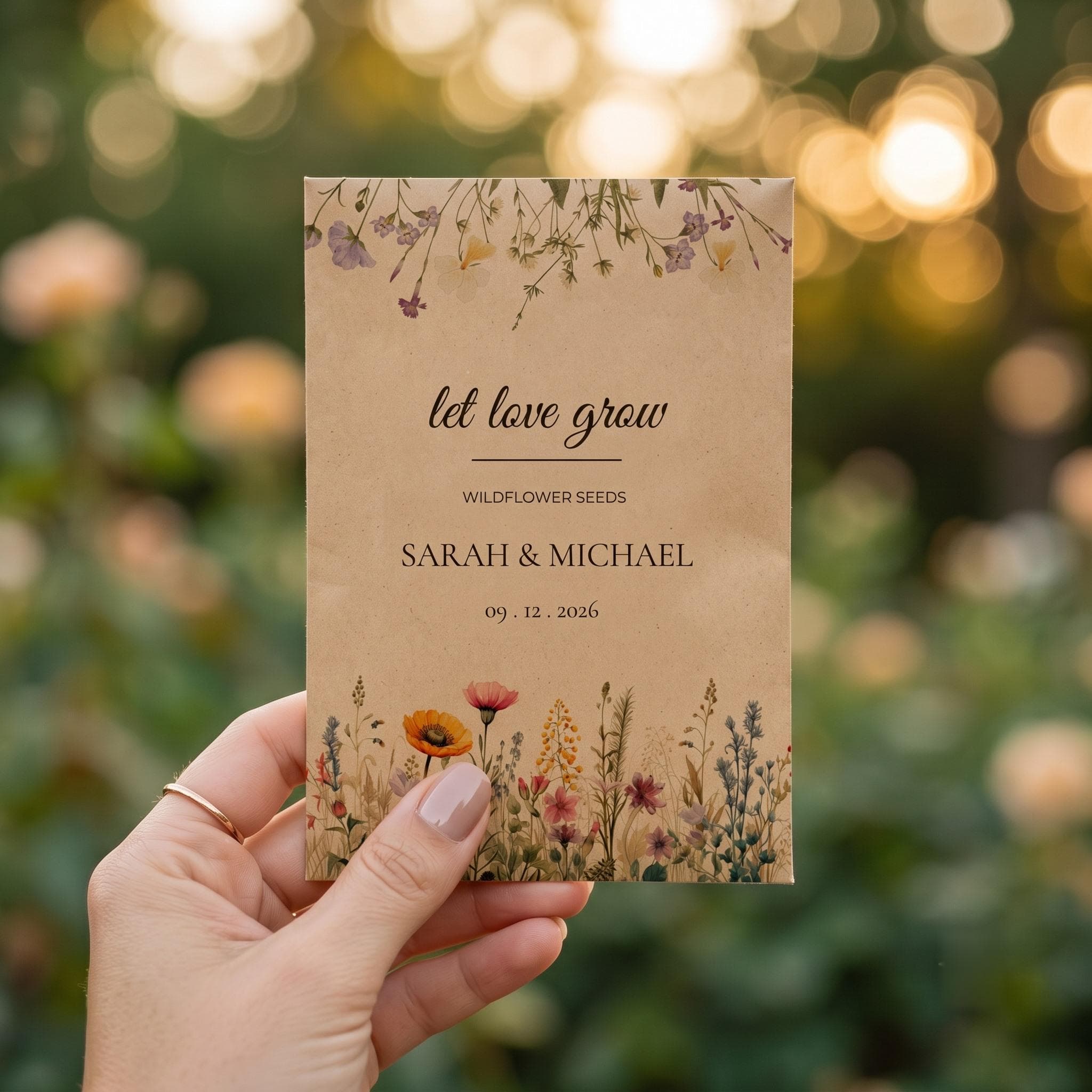 Wedding Favors for Guests in Bulk, Let Love Grow Wildflower Seed Packets, Personalized Seed Wedding Favor, Seeds Included, Rustic Favor - image 4