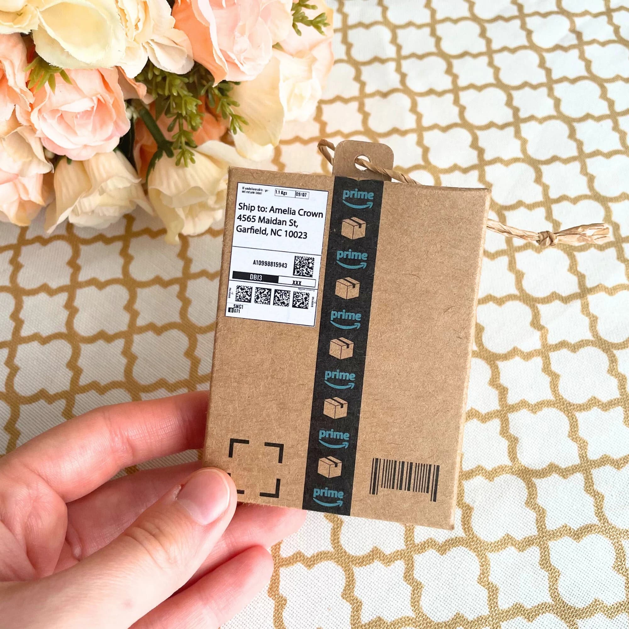 Amazon Box Ornament for Christmas Tree, Personalized Shipping Label, Mini Amazon Box Tree Decor, Gift for Amazon Lover