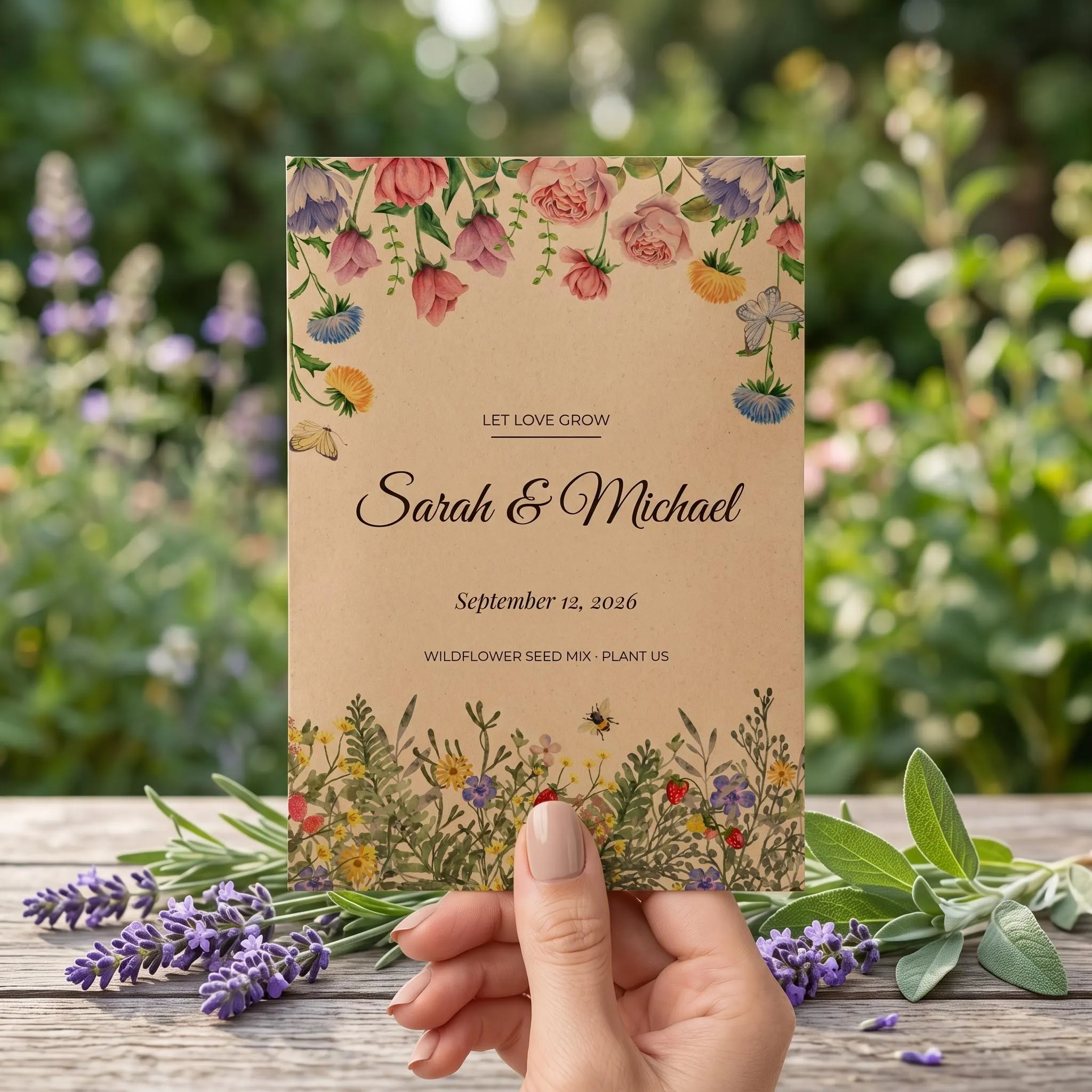Eco Friendly Wedding Favors in Bulk, Let Love Grow Wildflower Seed Packets, Personalized Rose Garden Seed Packet, Seeds Included - image 4