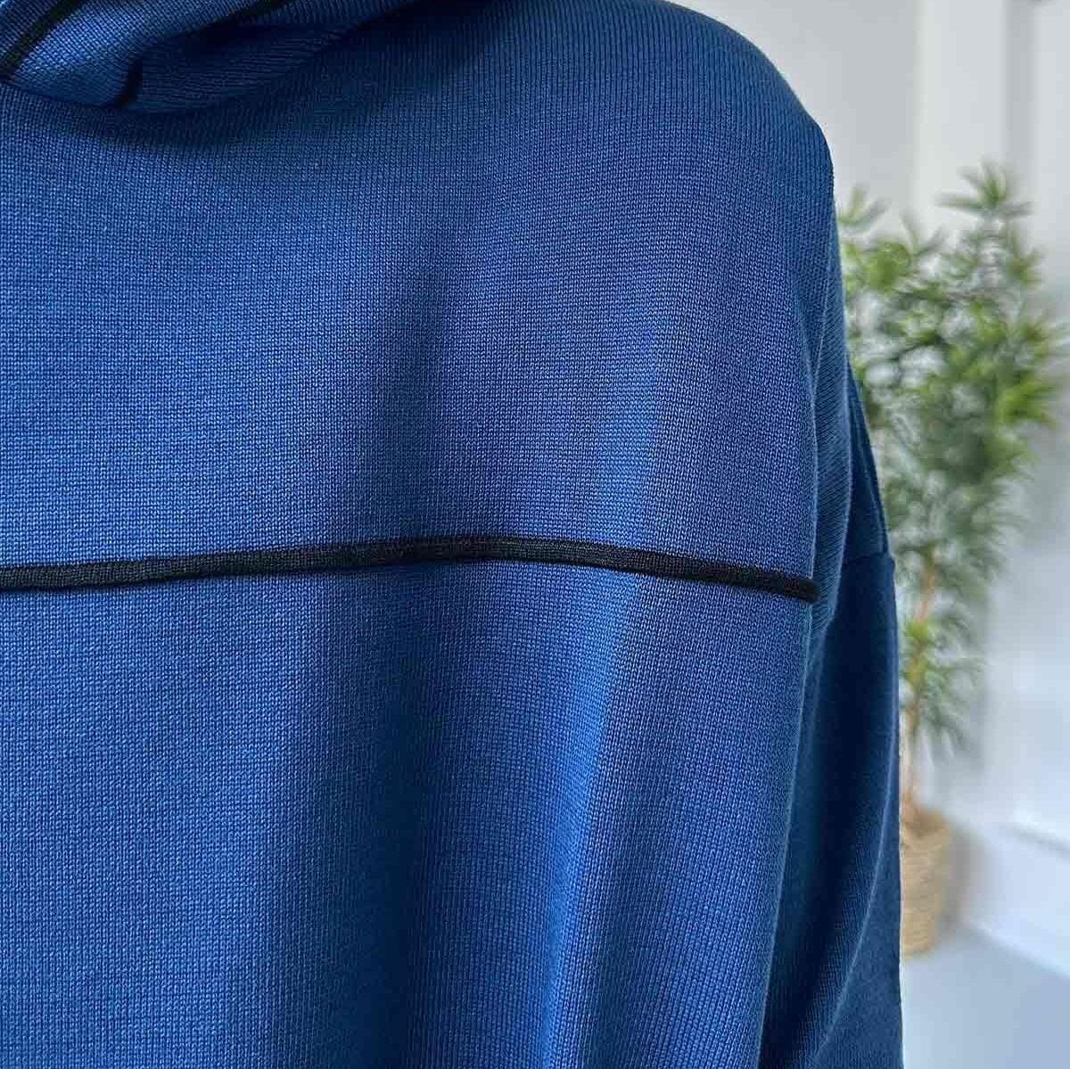 Petrol Blue Hooded Mercerized Dress - Long Modest Fashion for Women, Comfortable and Elegant Casual Wear, Hijab Friendly,(KH-1914) - image 4