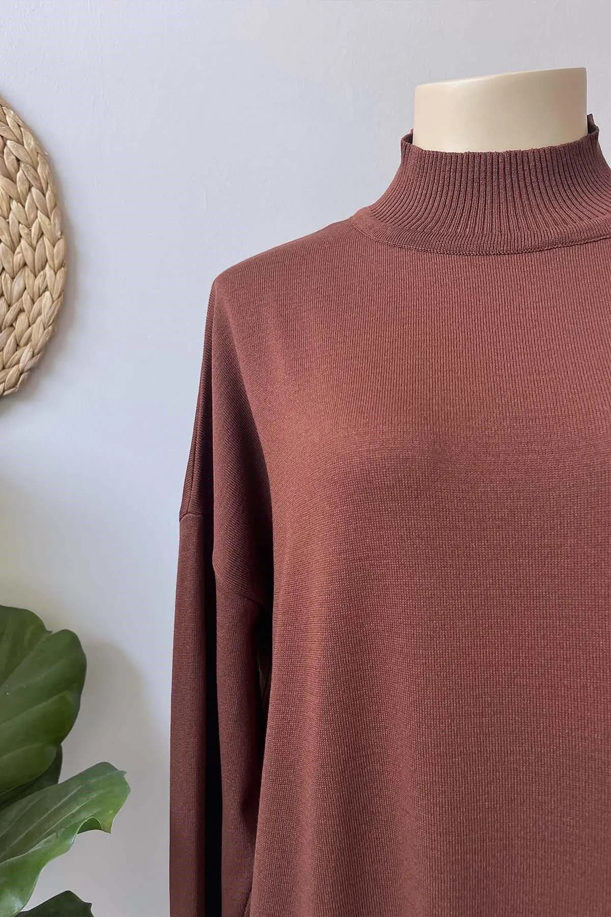 Brown Mercerized Knitwear Maxi Dress - Modest and Stylish Full-Length Dress for Casual and Evening Wear, Perfect for All Seasons,(KH-1885) - image 5