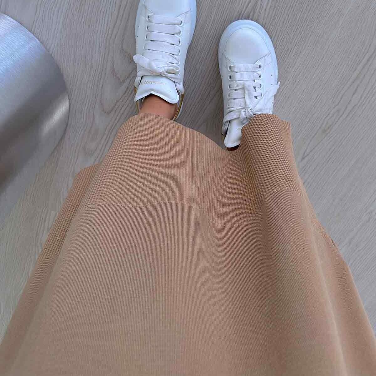 Long Sleeve Mercerized Knit Dress in Cappuccino - Comfortable and Chic Maxi for Modest Fashion - Perfect for Everyday Wear,(KH-1718) - image 3