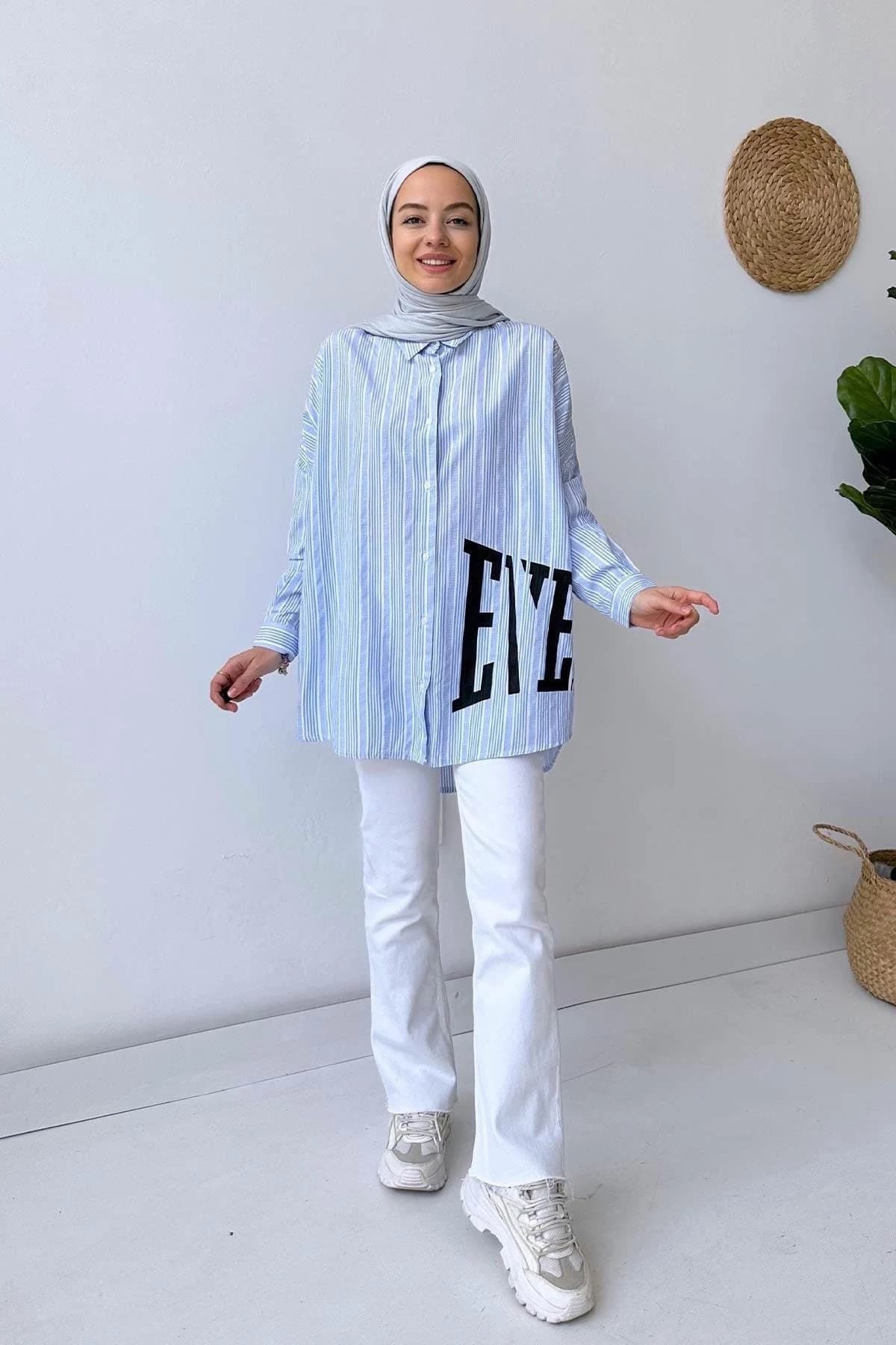 Stylish Green Women's Shirt - Striped Button-Up Casual Top for Everyday Wear - Lightweight and Comfortable Fabric - Perfect Gift,(KH-1847)