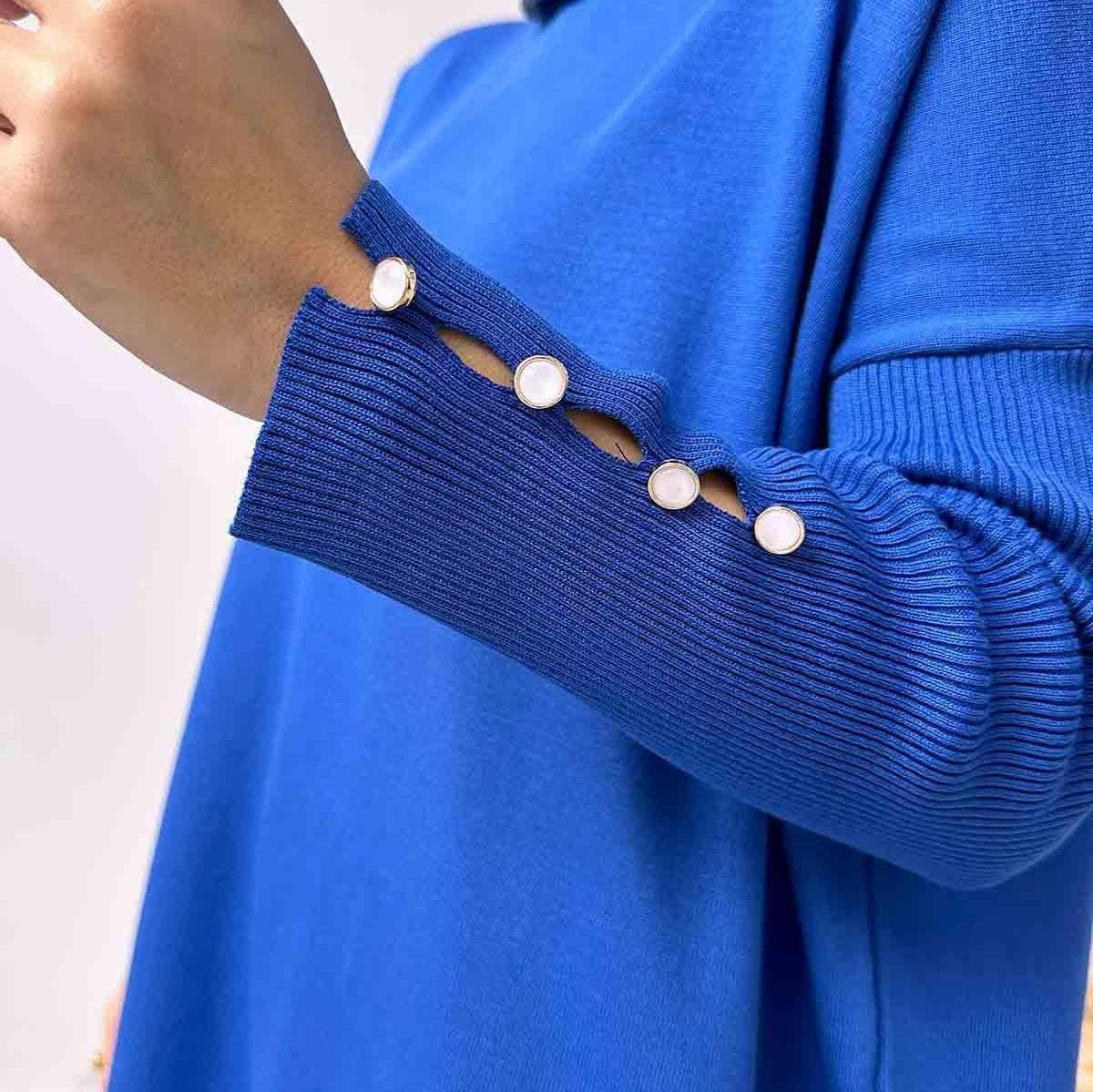 Stylish Sax Blue Mercerized Tunic with Sleeve Detail - Elegant and Comfortable Modest Fashion for Women,(KH-1795) - image 4