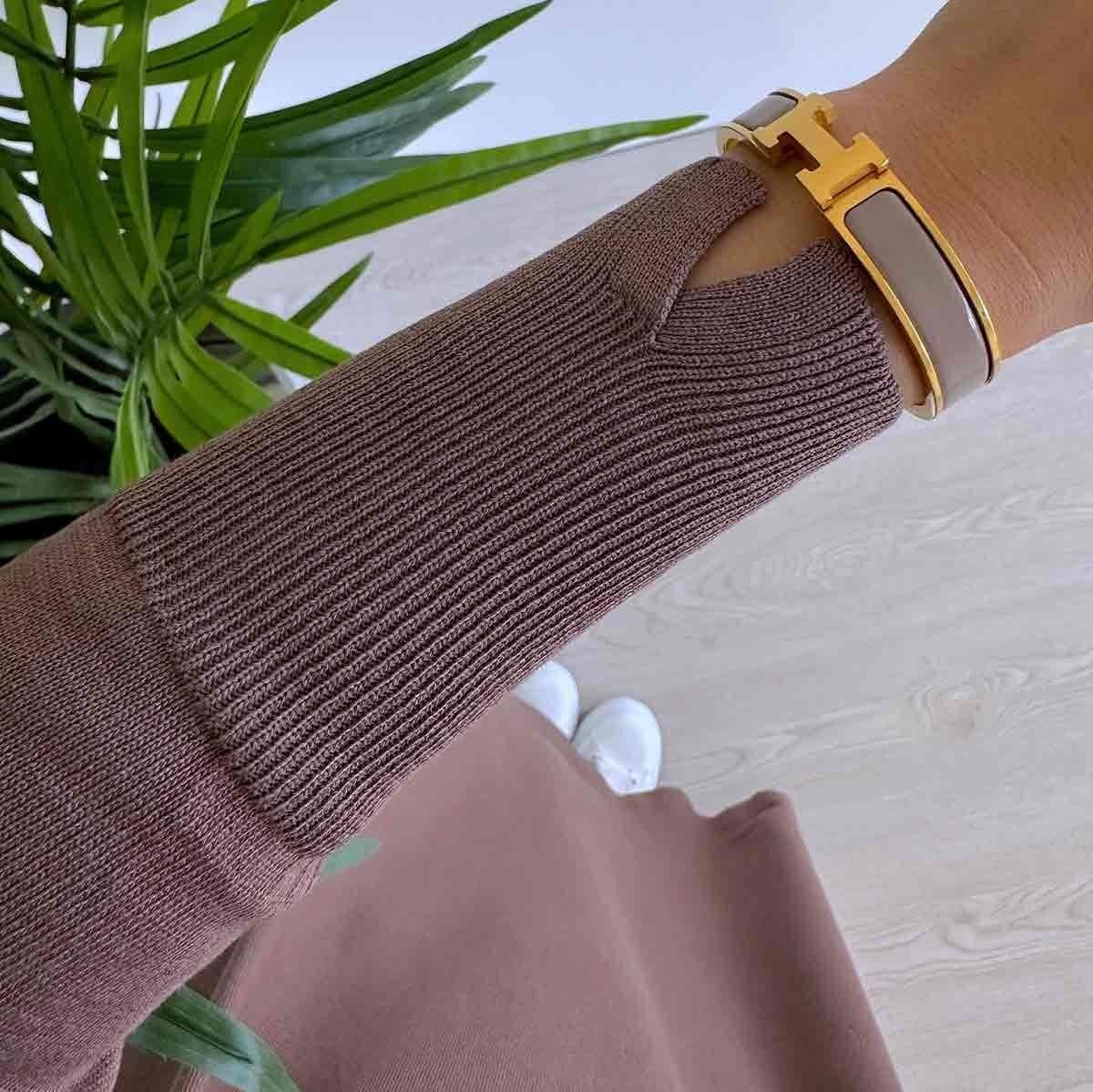 Mink Shirt Collar Mercerized Dress for Modest Fashion – Elegant Long Sleeve Tunic Dress, Perfect for Every Occasion,(KH-2011) - image 3