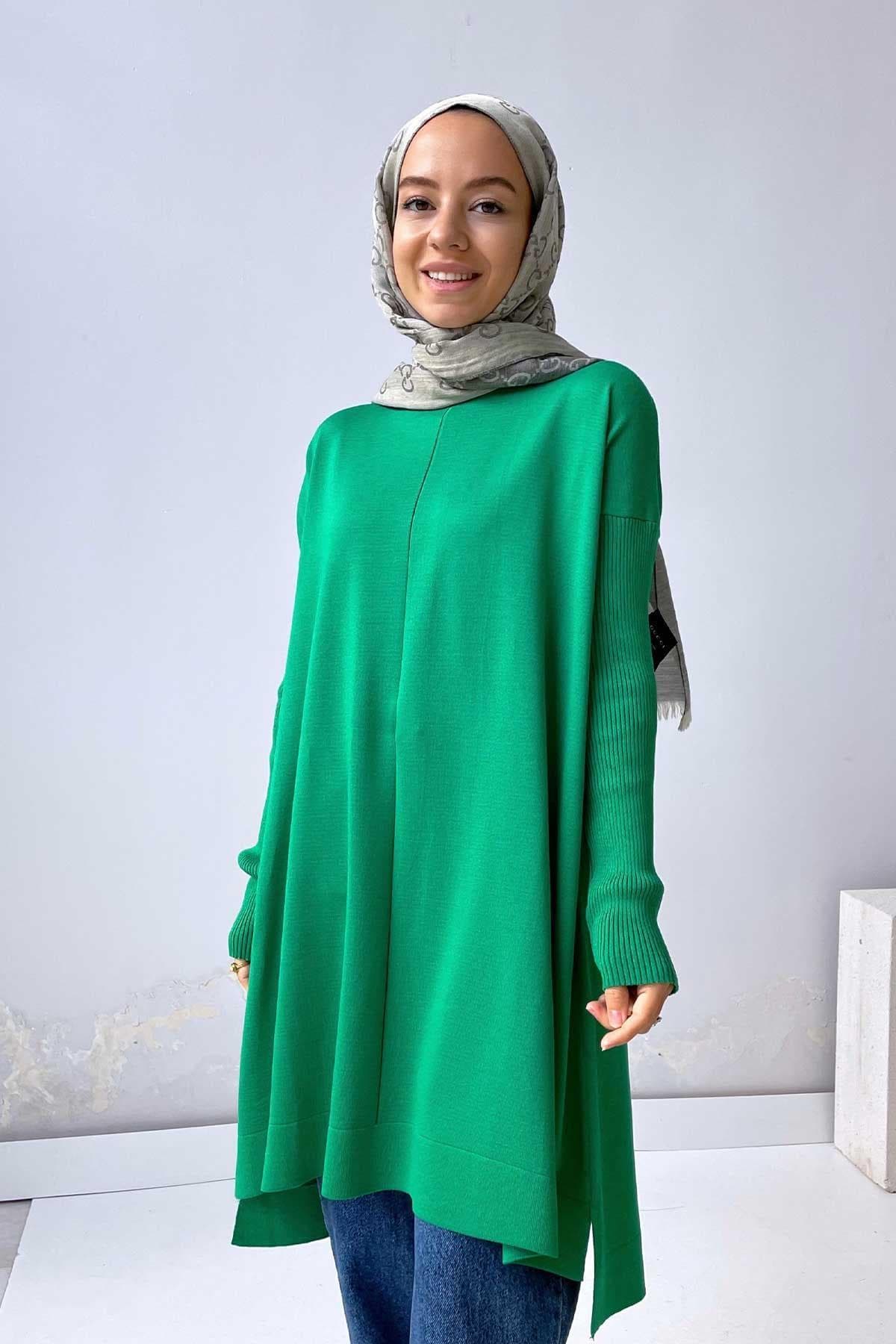 Elegant Green Mercerized Tunic-Modest Fashion for Women,Comfortable and Flowy Design,Versatile Casual or Formal Wear Great Gift Idea,KH-1747 - image 4